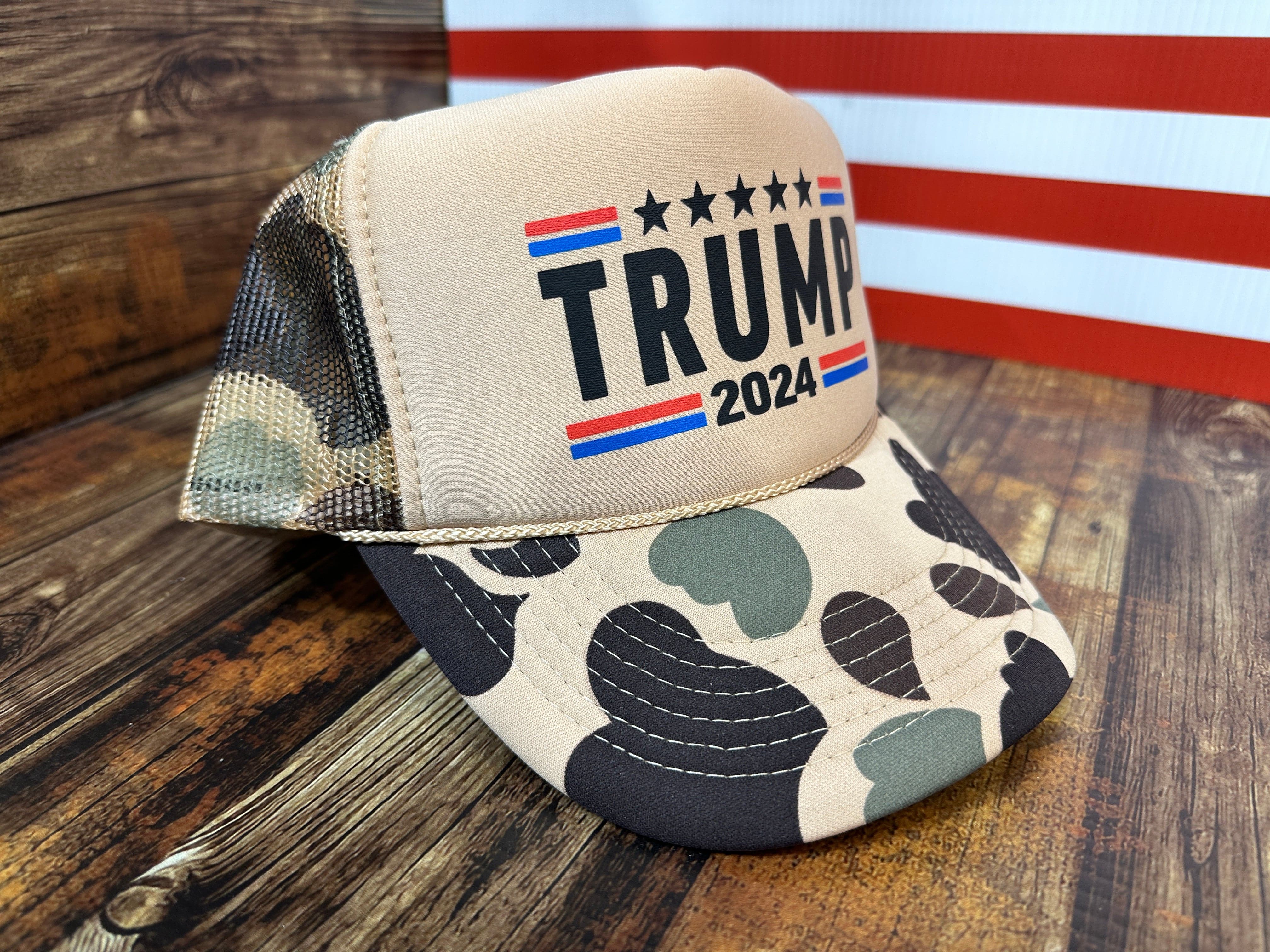 Trump 2024 Foam Camo Trucker Hat Unisex Trucker Hat All 5 Panel - F5 Custom Designs