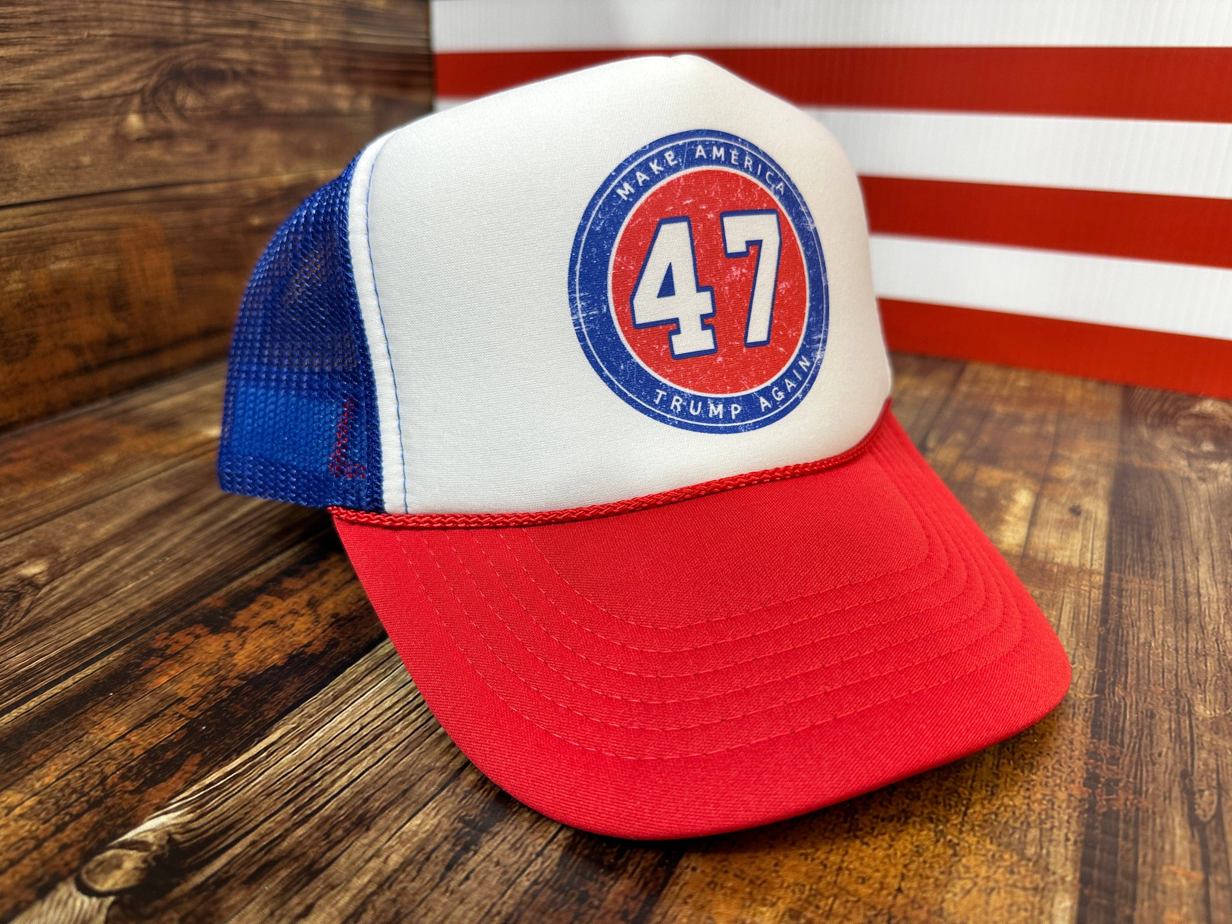 Trump 47 2024 RWB Foam Trucker Hat Unisex Trucker Hat - F5 Custom Designs