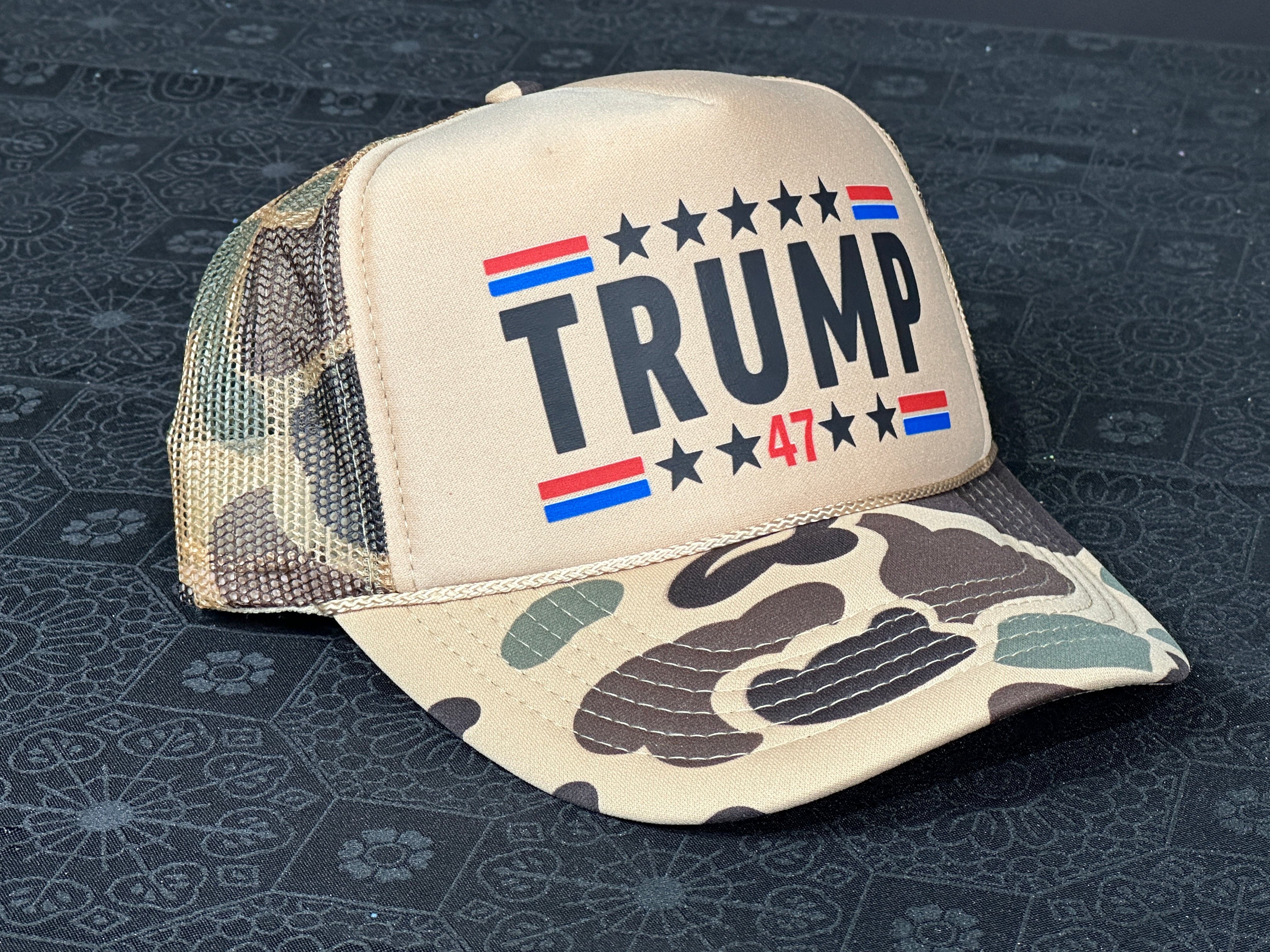 Trump 47 Foam Camo Trucker Hat Unisex Trucker Hat All 5 Panel - F5 Custom Designs
