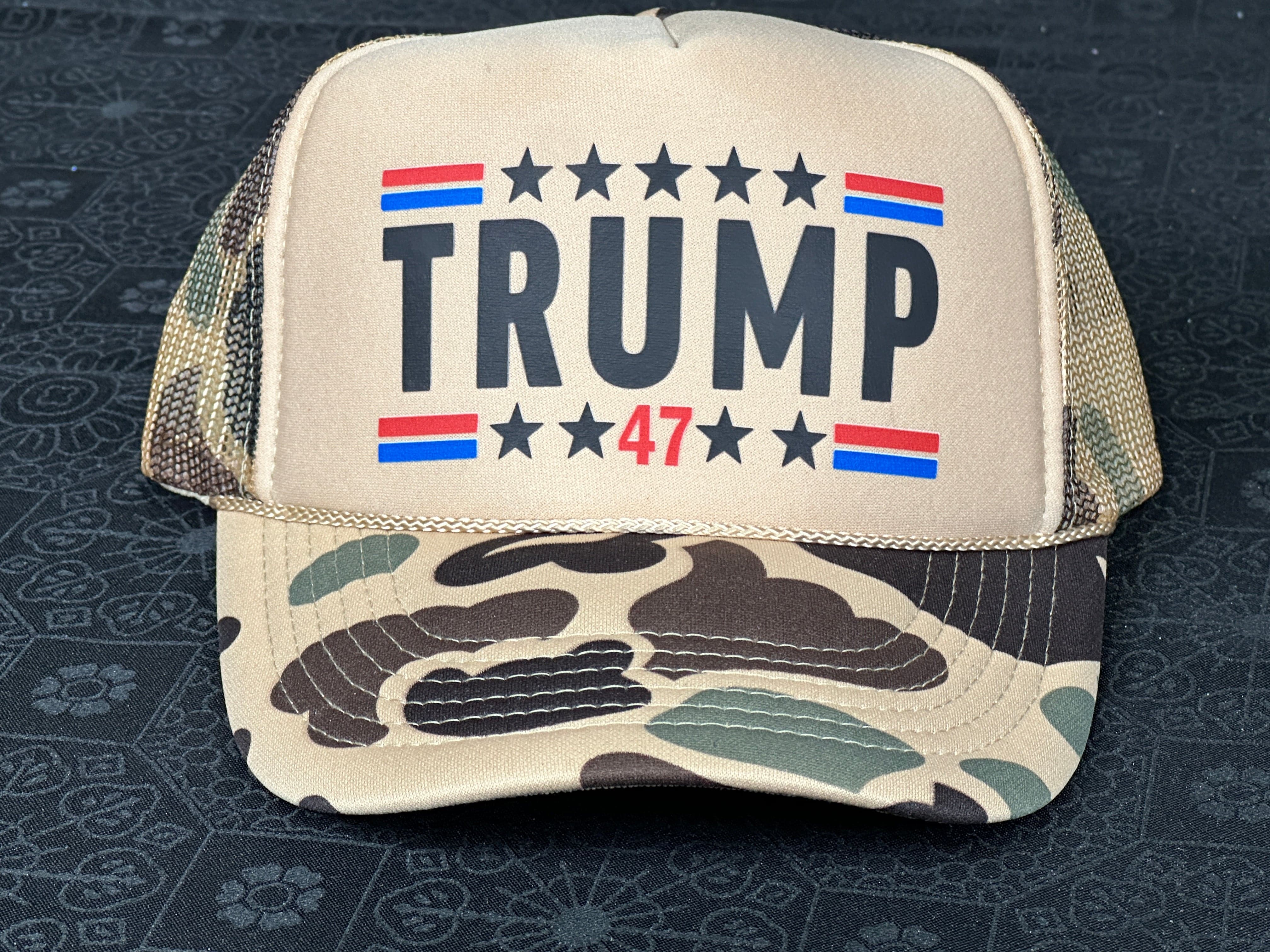 Trump 47 Foam Camo Trucker Hat Unisex Trucker Hat All 5 Panel - F5 Custom Designs