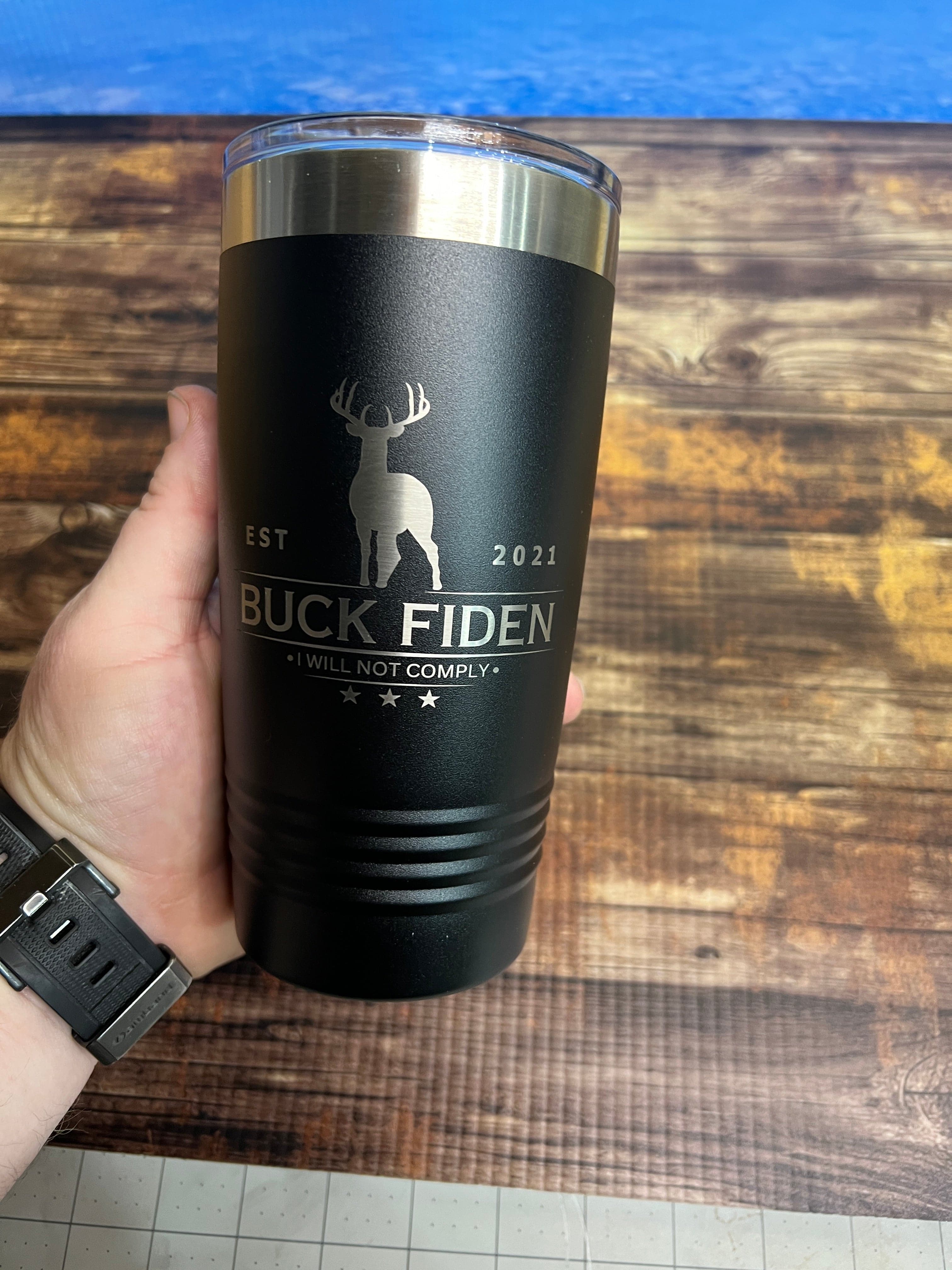Buck Fiden 20 oz Tumbler Polar Camel Stainless Steel Tumbler with Slider Lid and Custom Engraving - F5 Custom Designs