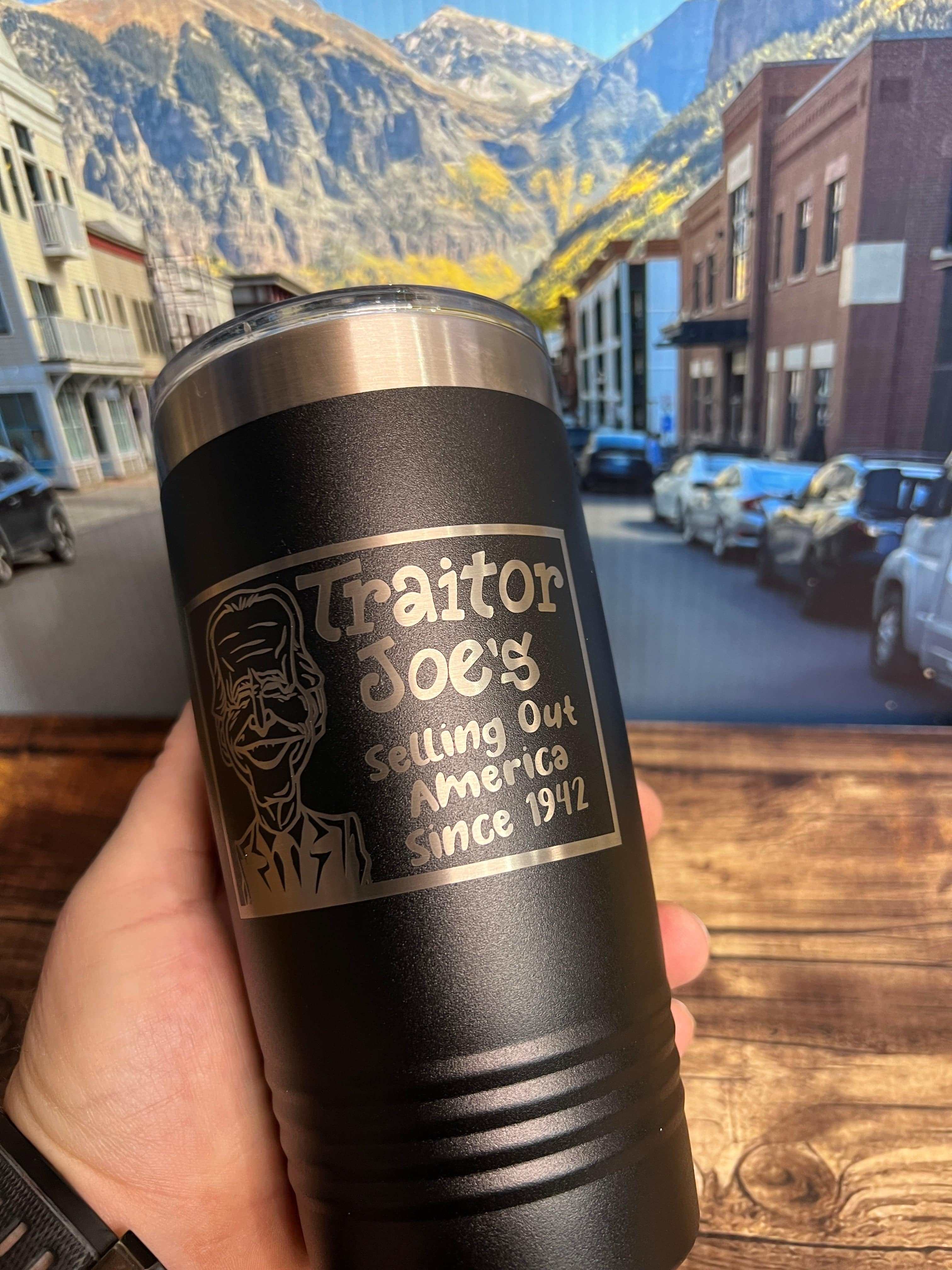 Traitor Joe's 20 oz Tumbler, Polar Camel Stainless Steel Tumbler with Slider Lid and Custom Engraving. - F5 Custom Designs