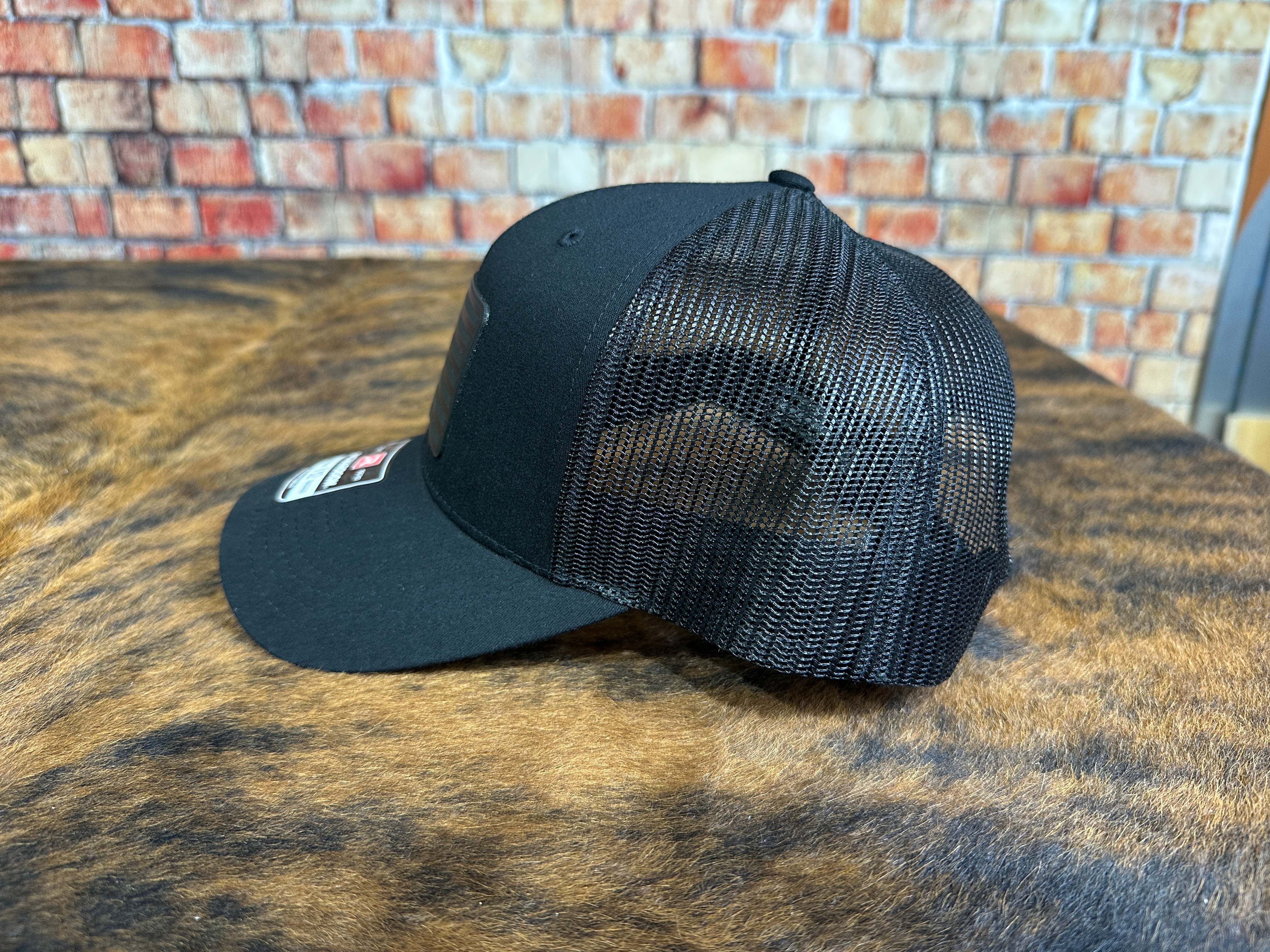 Blackout American Flag Hat Richardson 112 Trucker Stealth Hat Patriotic Headwear