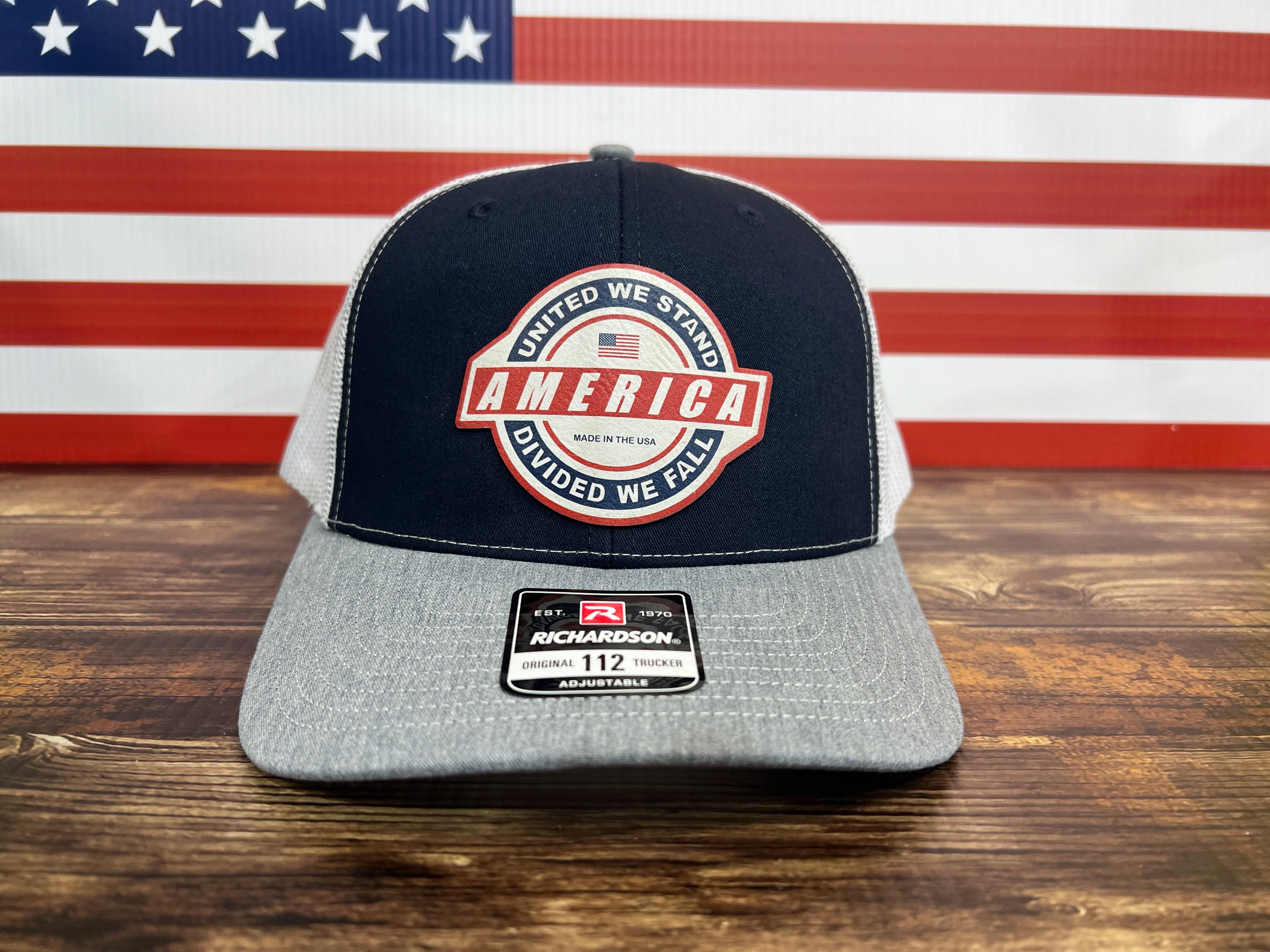 United We Stand Hat Patriotic Custom Hat with a Premium Leatherette Patch! USA Hat - F5 Custom Designs