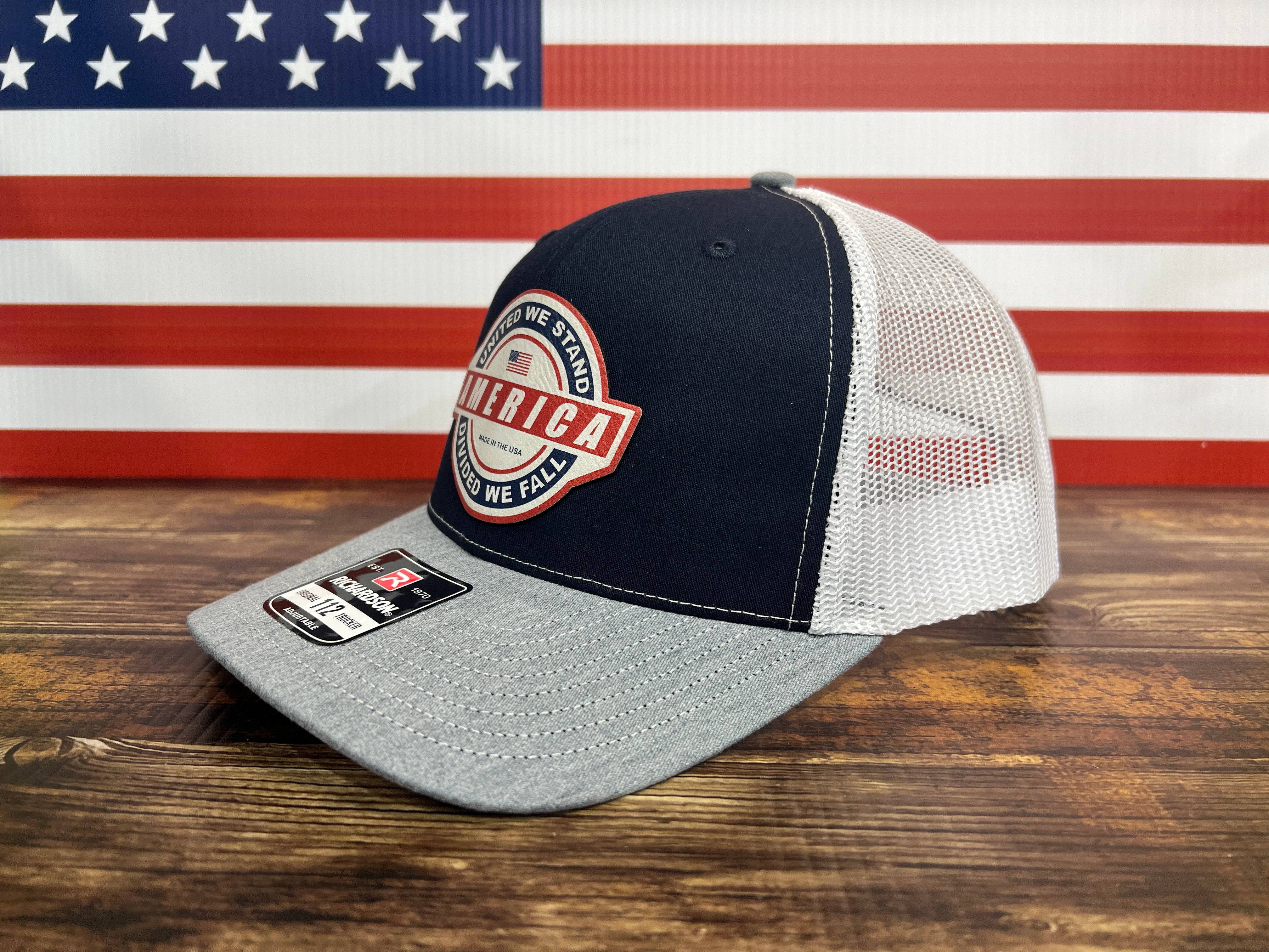 United We Stand Hat Patriotic Custom Hat with a Premium Leatherette Patch! USA Hat - F5 Custom Designs
