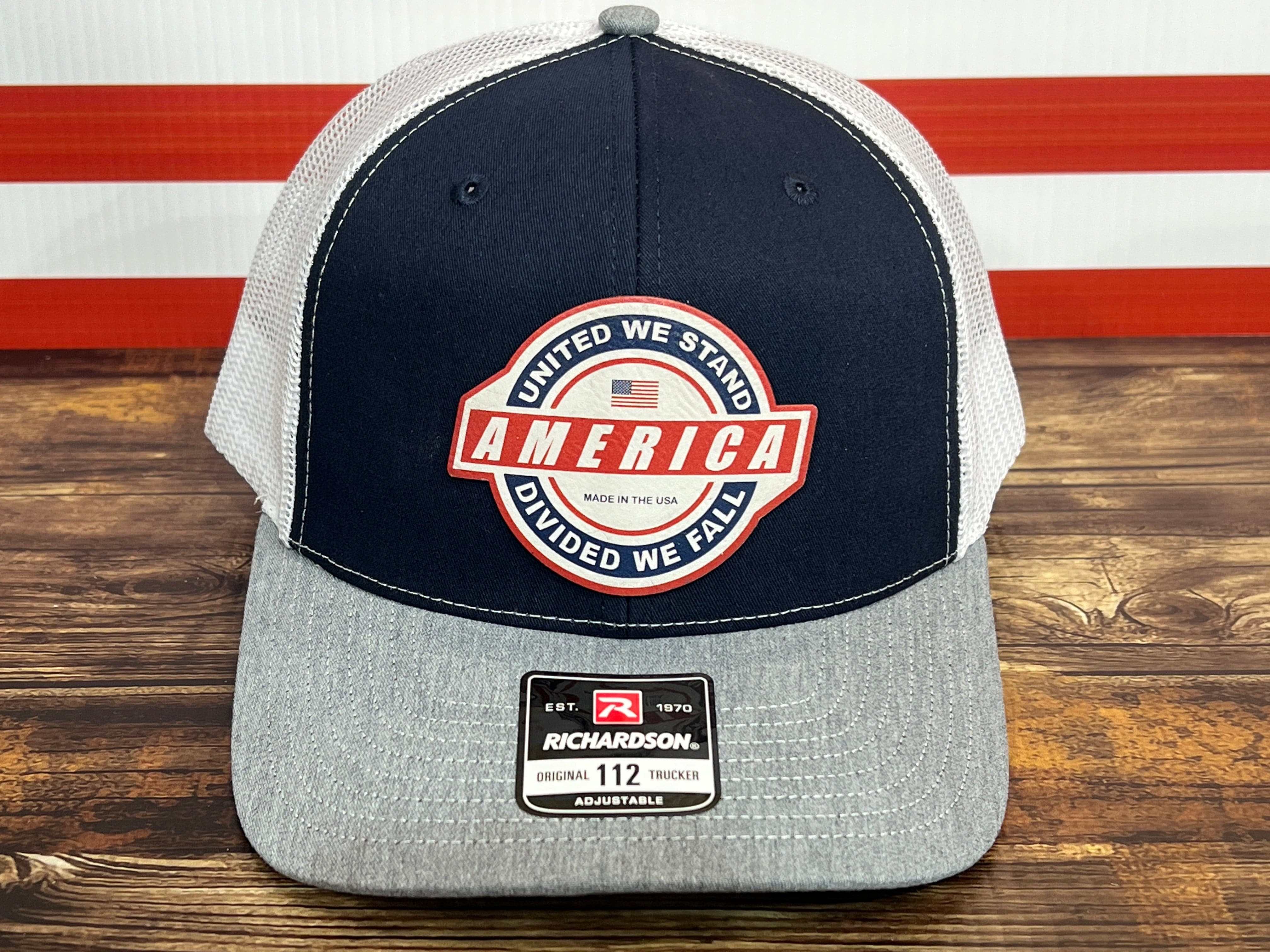 United We Stand Hat Patriotic Custom Hat with a Premium Leatherette Patch! USA Hat - F5 Custom Designs