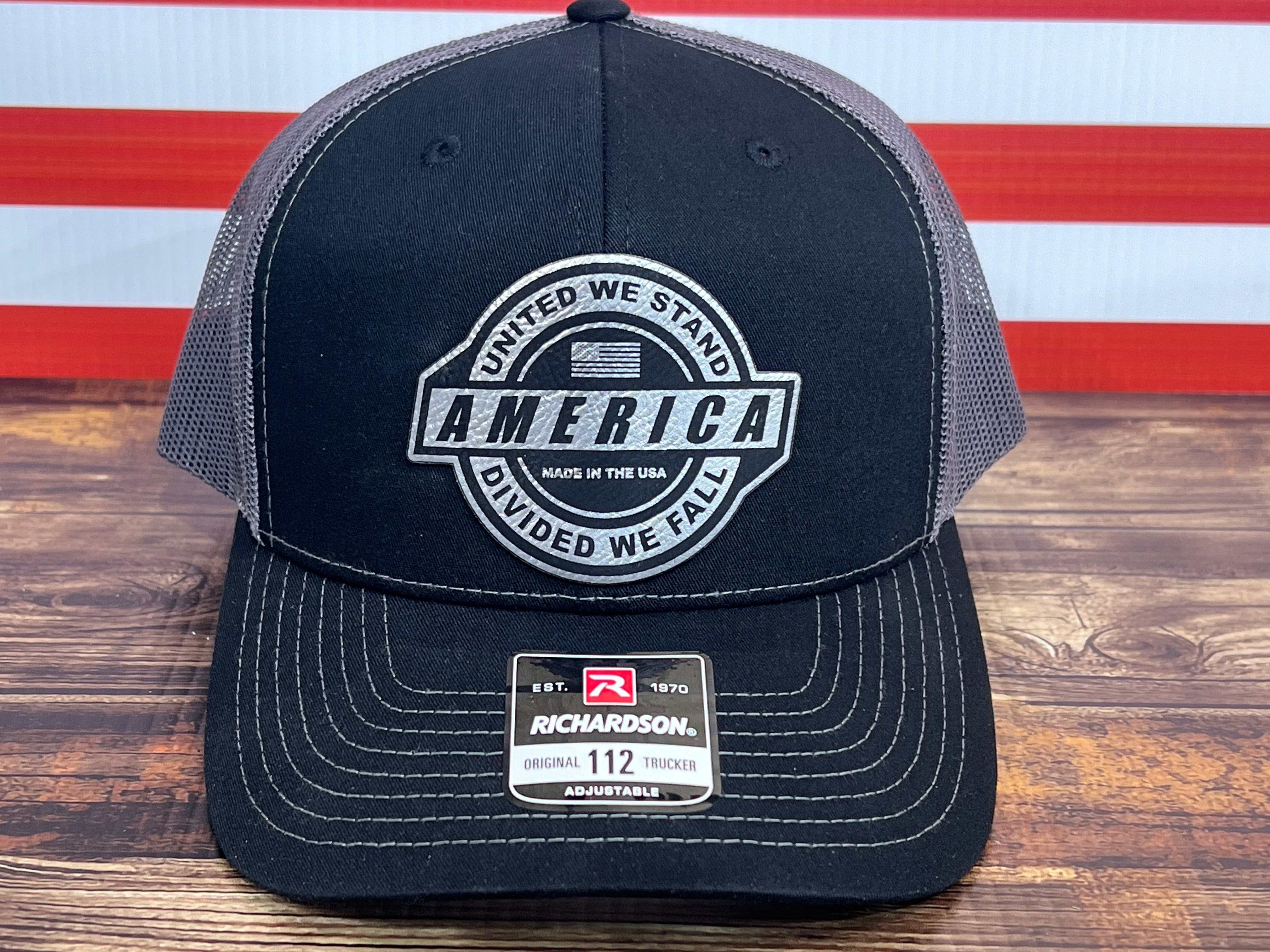 United We Stand Hat Patriotic Custom Hat with a Premium Leatherette Patch! USA Hat - F5 Custom Designs