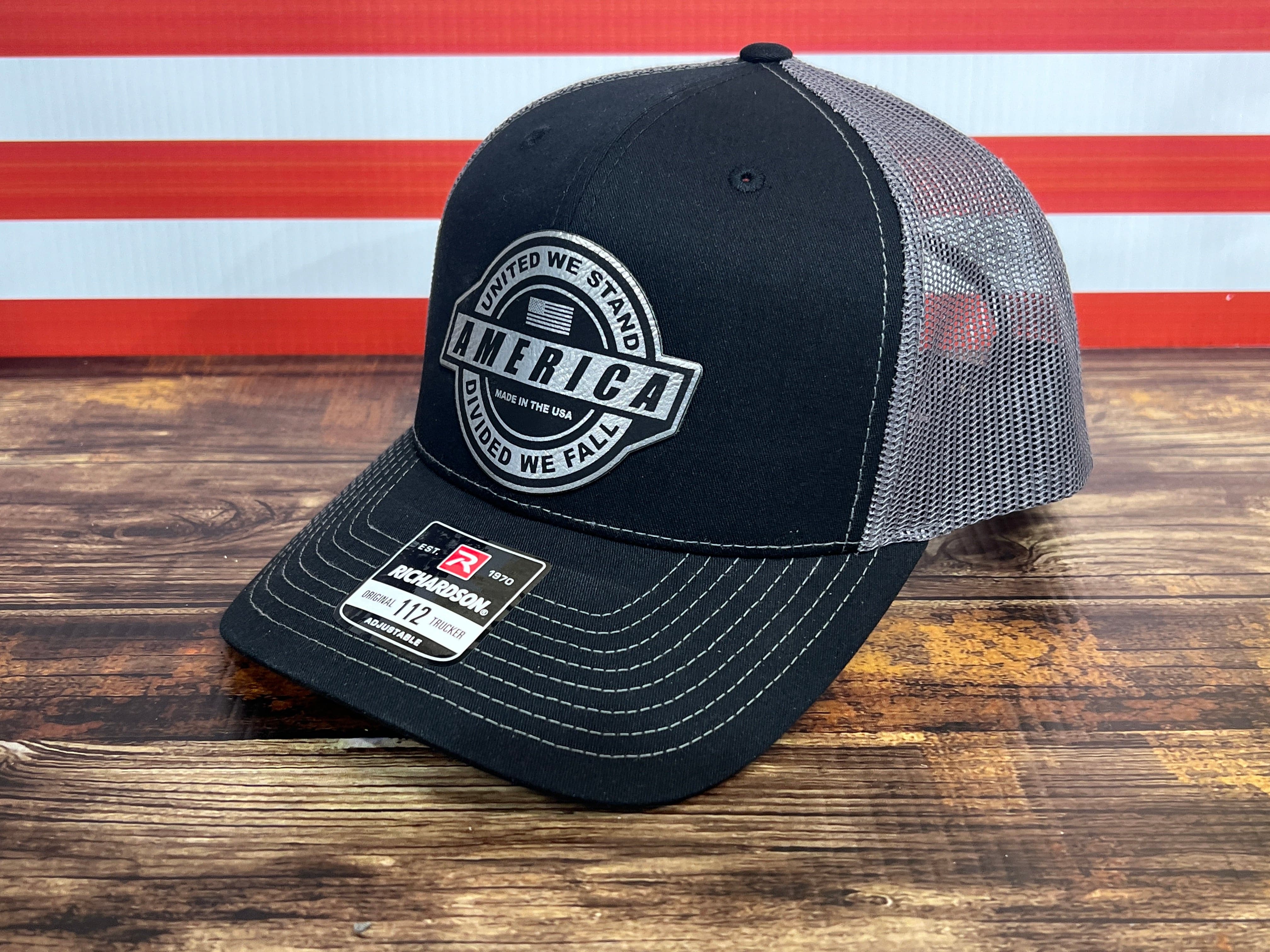 United We Stand Hat Patriotic Custom Hat with a Premium Leatherette Patch! USA Hat - F5 Custom Designs