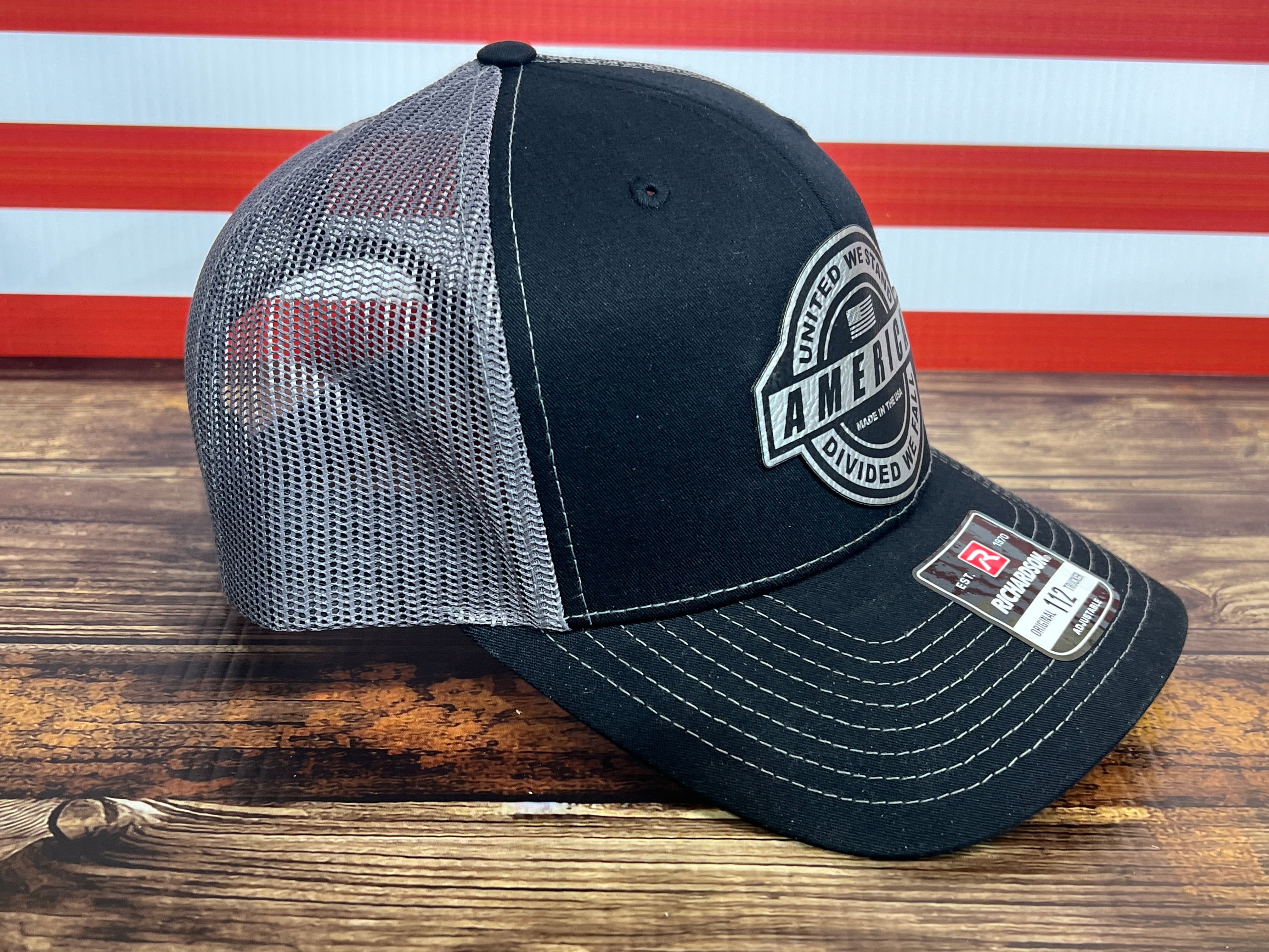 United We Stand Hat Patriotic Custom Hat with a Premium Leatherette Patch! USA Hat - F5 Custom Designs