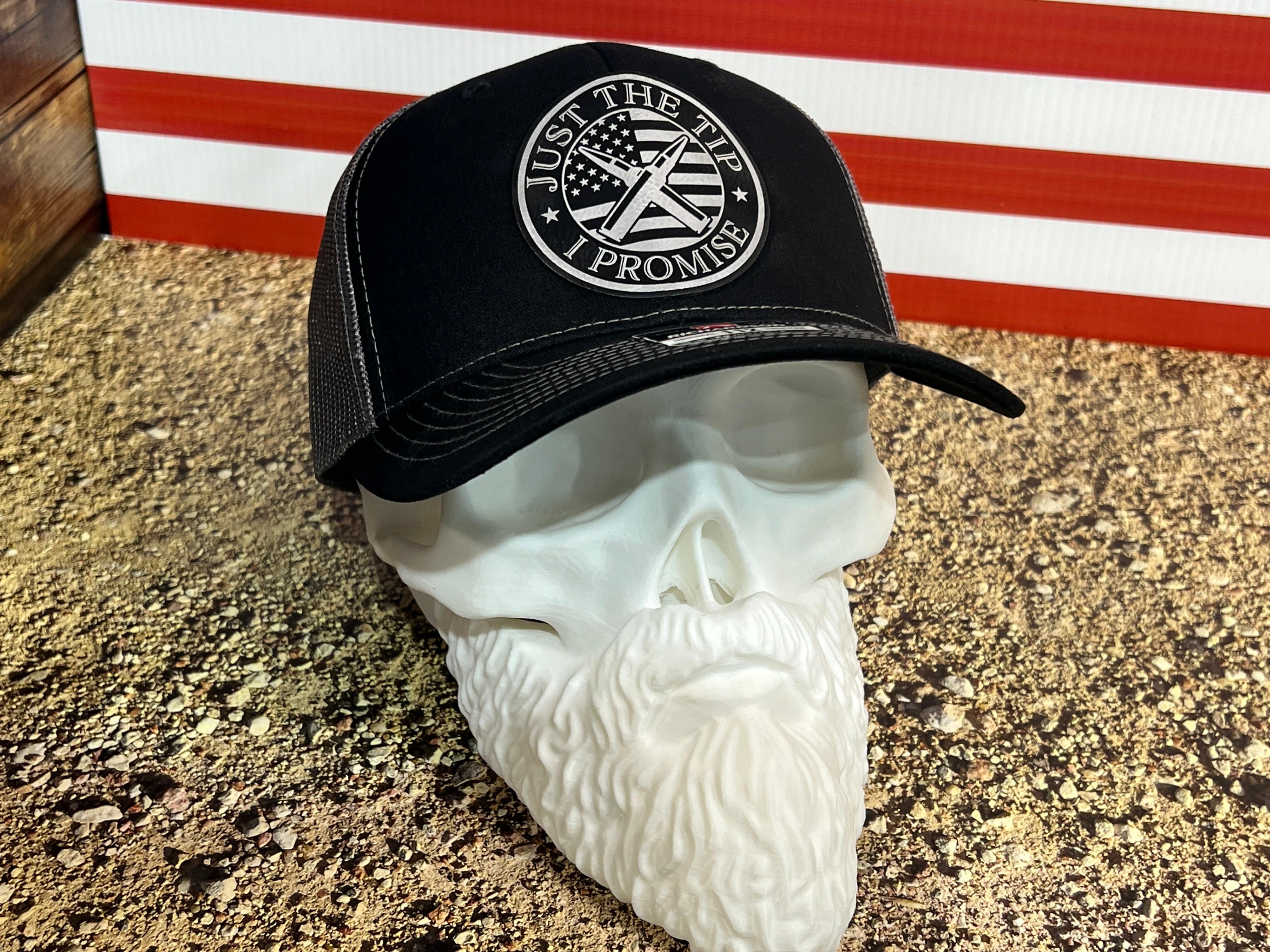 Just the Tip Hat with Premium Leatherette Patch on a Richardson 112 Trucker Hat Second Amendment Hat - F5 Custom Designs