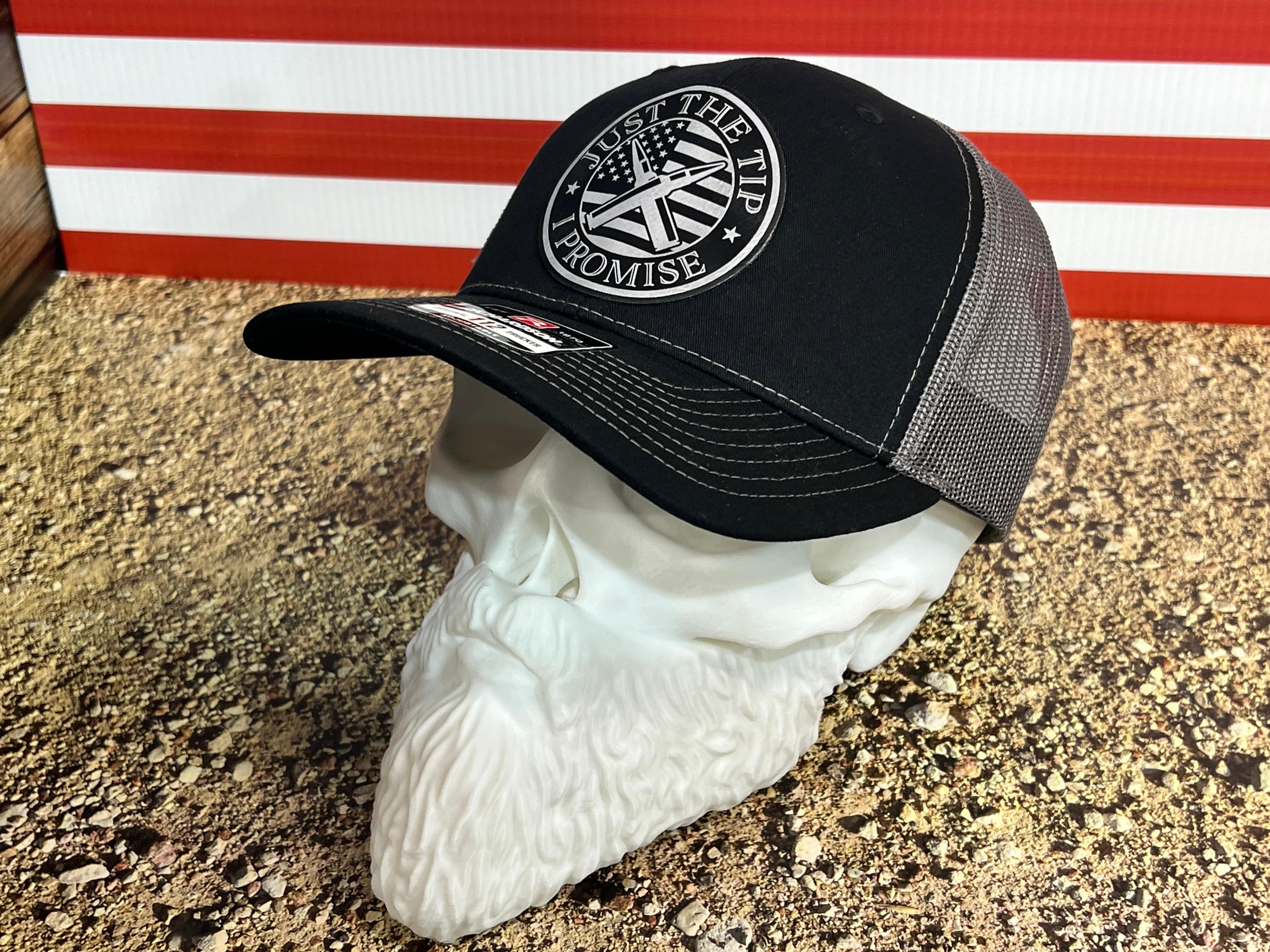 Just the Tip Hat with Premium Leatherette Patch on a Richardson 112 Trucker Hat Second Amendment Hat - F5 Custom Designs