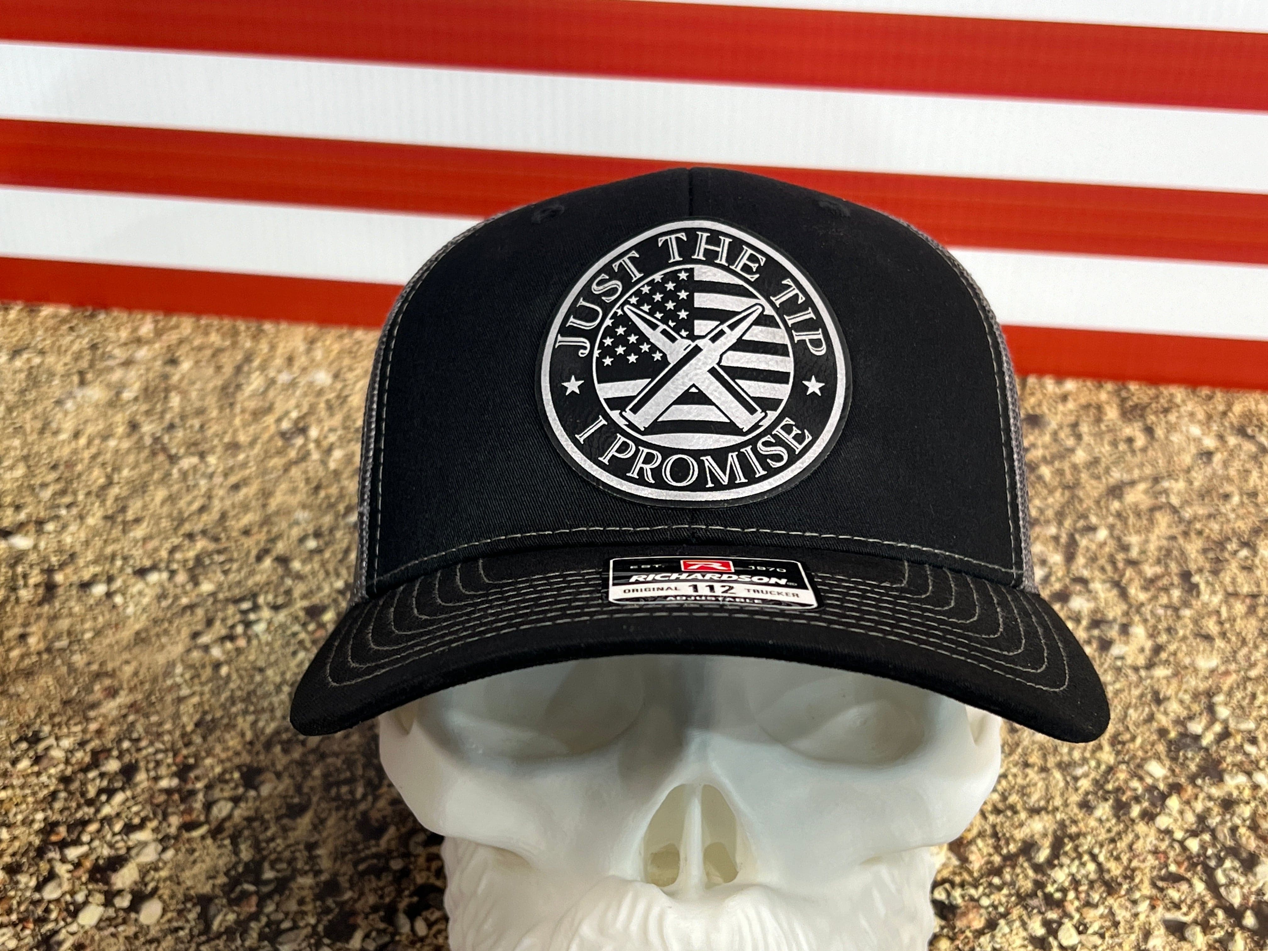 Just the Tip Hat with Premium Leatherette Patch on a Richardson 112 Trucker Hat Second Amendment Hat - F5 Custom Designs