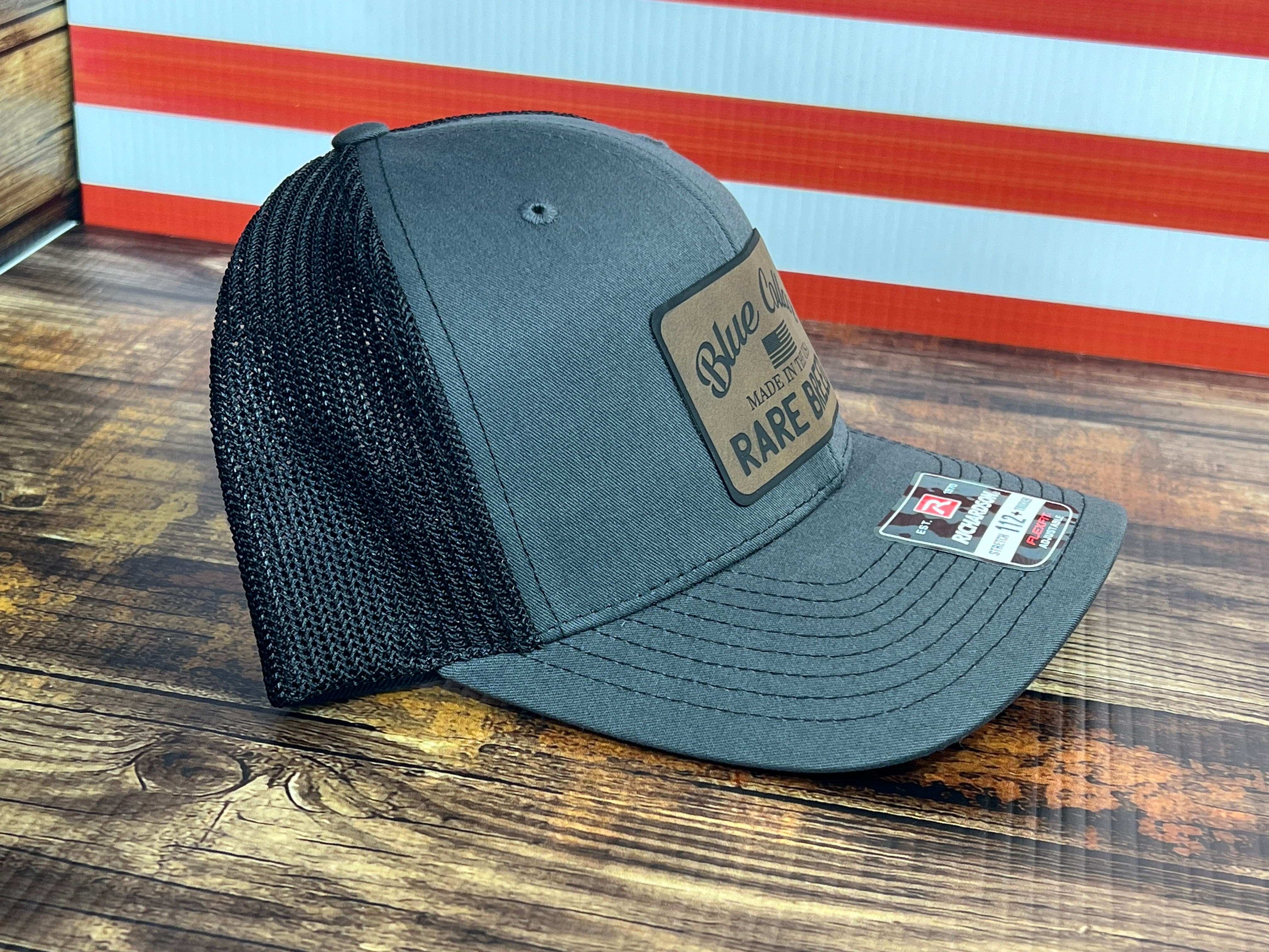 Blue Collar Rare Breed Custom Patch Hat Patch Leather or Leatherette both Laser Engraved - F5 Custom Designs
