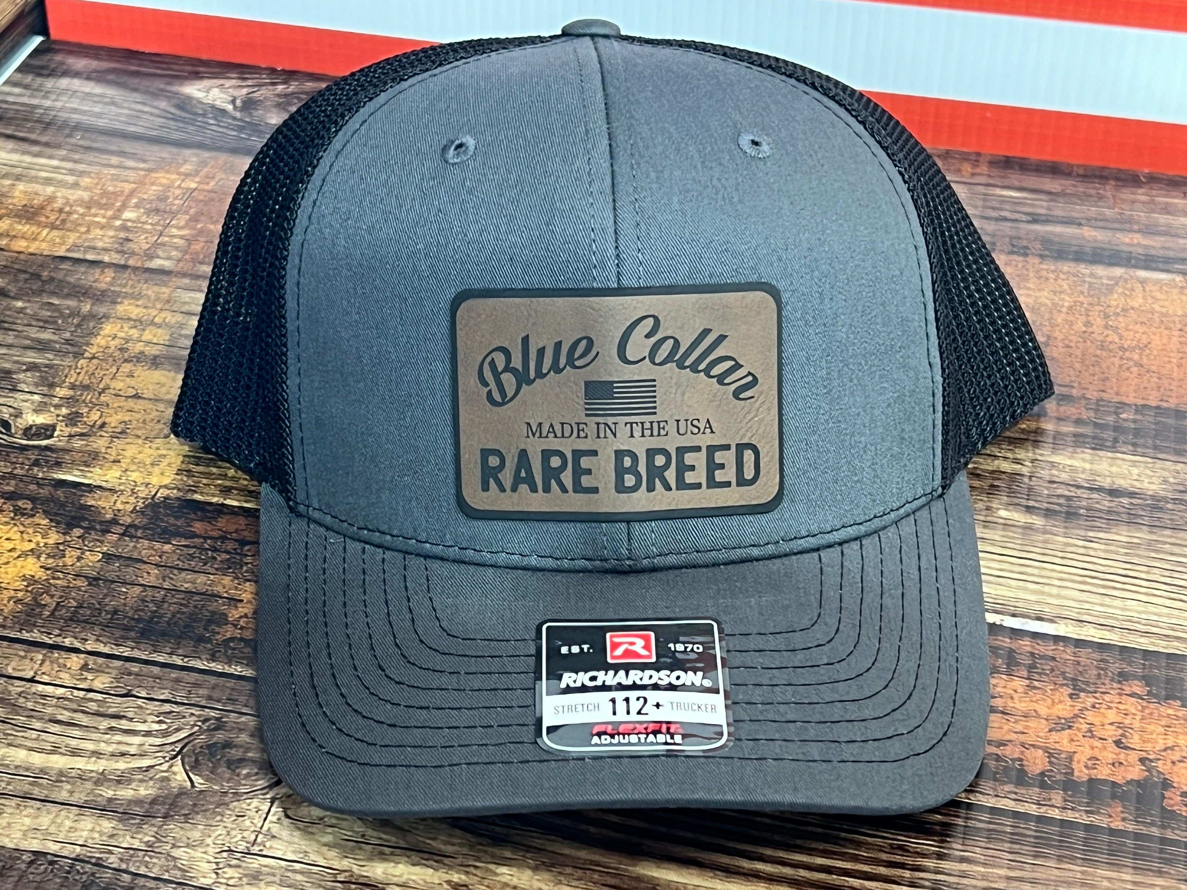 Blue Collar Rare Breed Hat with Custom Patch on Richardson 112 Trucker Snapback Trucker Hat - F5 Custom Designs