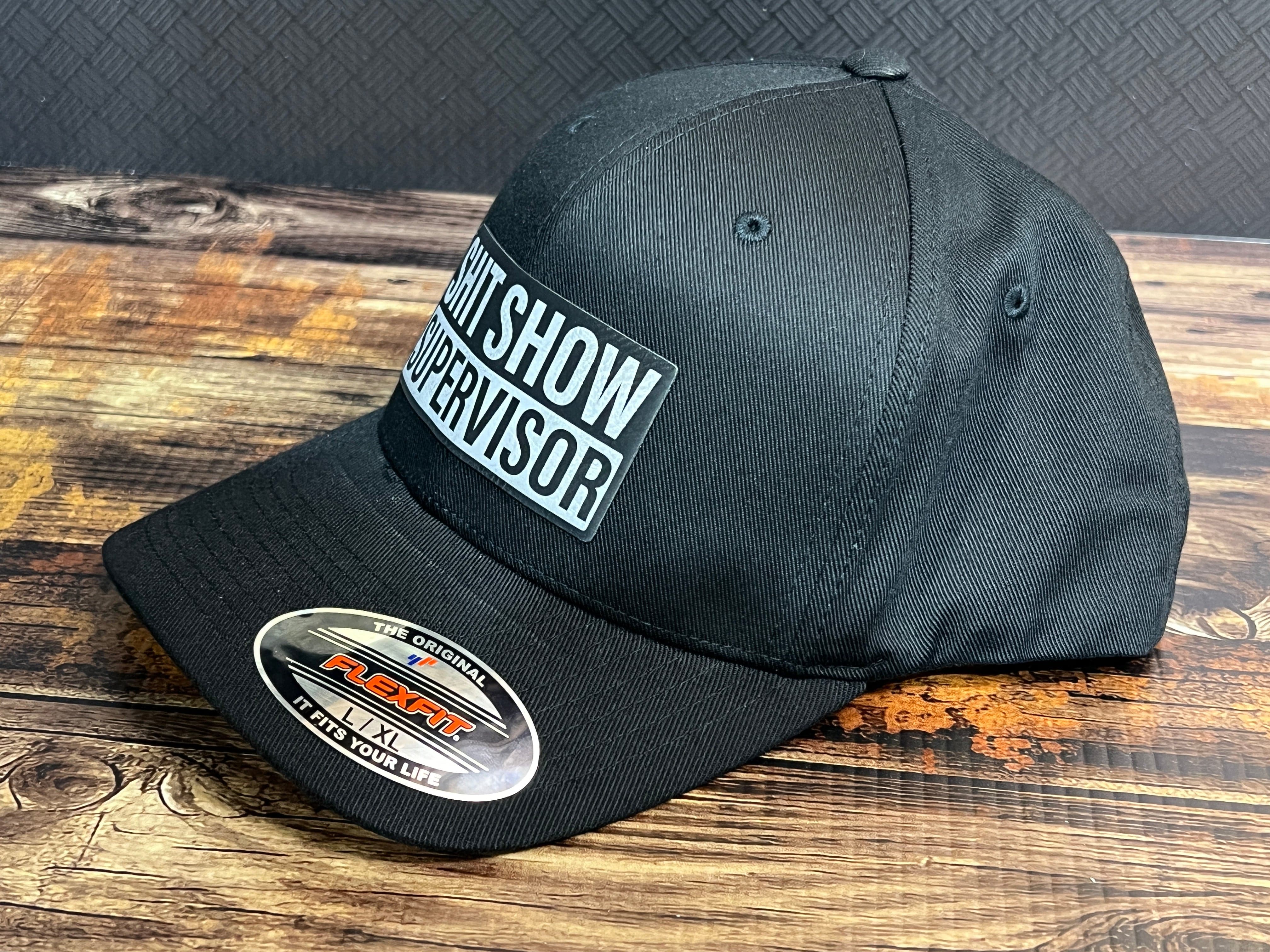 Shit Show Supervisor Hat with Premium Leatherette Patch on a Flexfit Patch Hat - F5 Custom Designs
