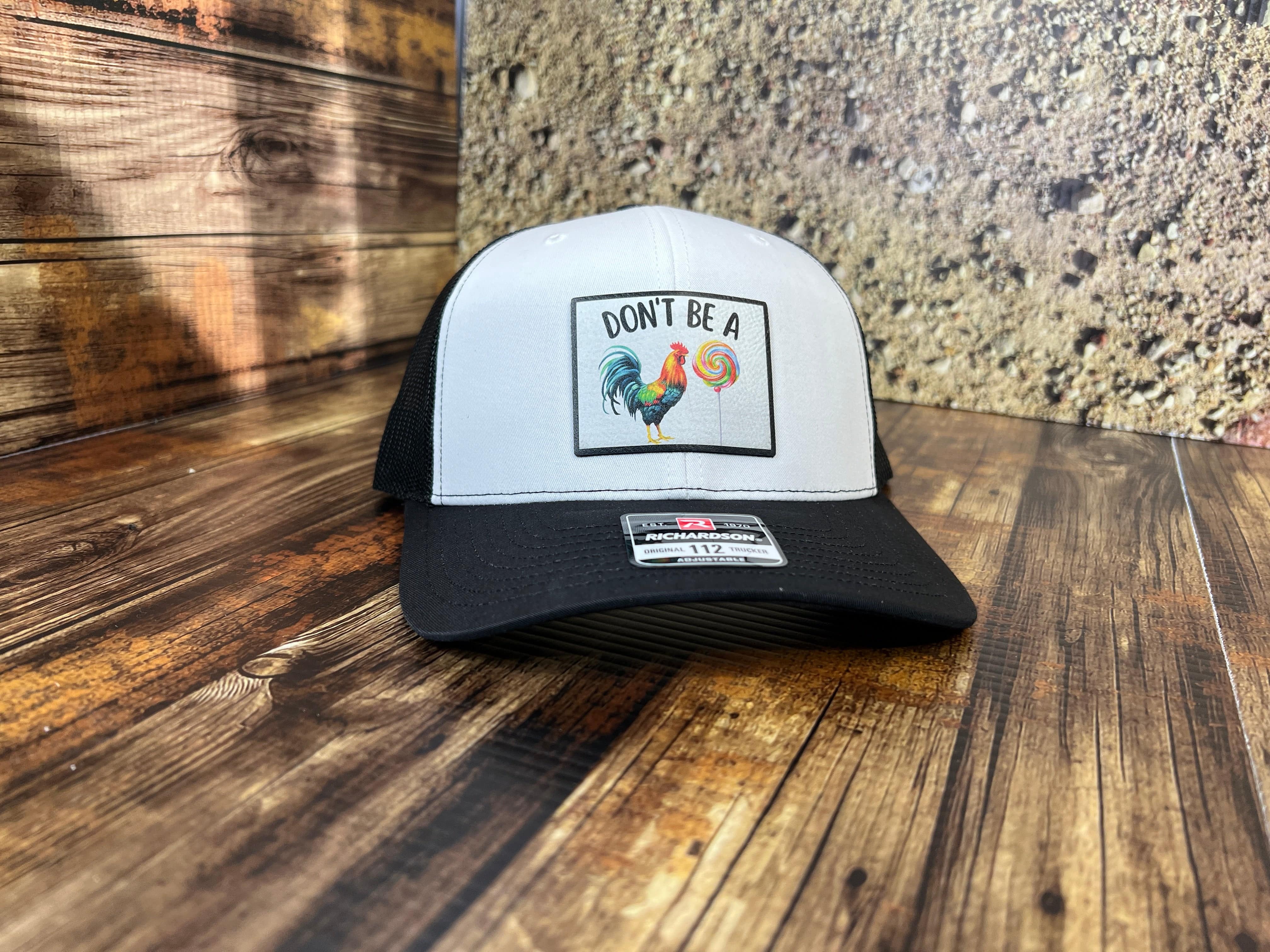 Don't be a SUCKER UV Printed Custom Patch Hat with Premium Leatherette on a Richardson 112 Trucker Hat - F5 Custom Designs