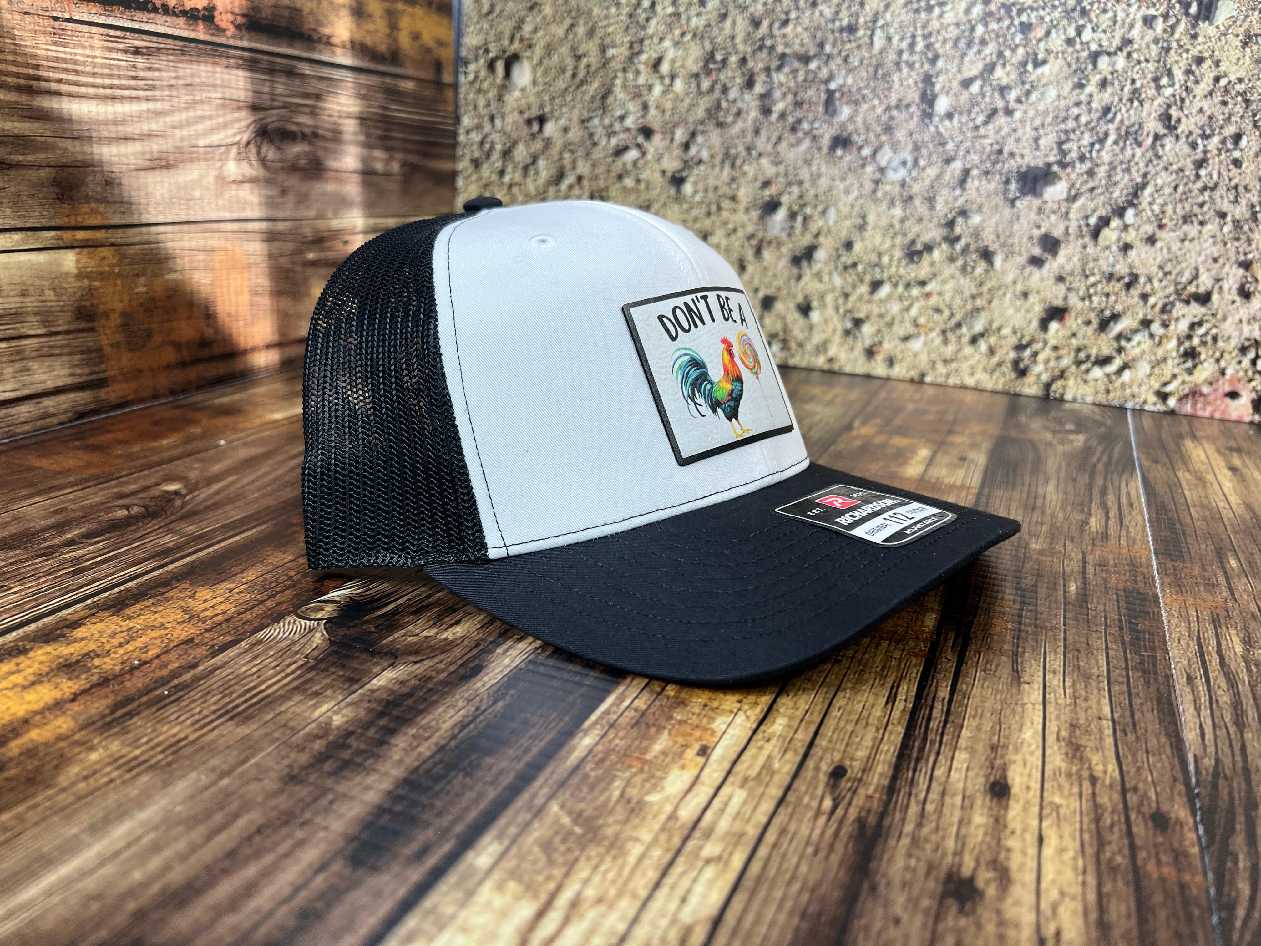 Don't be a SUCKER UV Printed Custom Patch Hat with Premium Leatherette on a Richardson 112 Trucker Hat - F5 Custom Designs