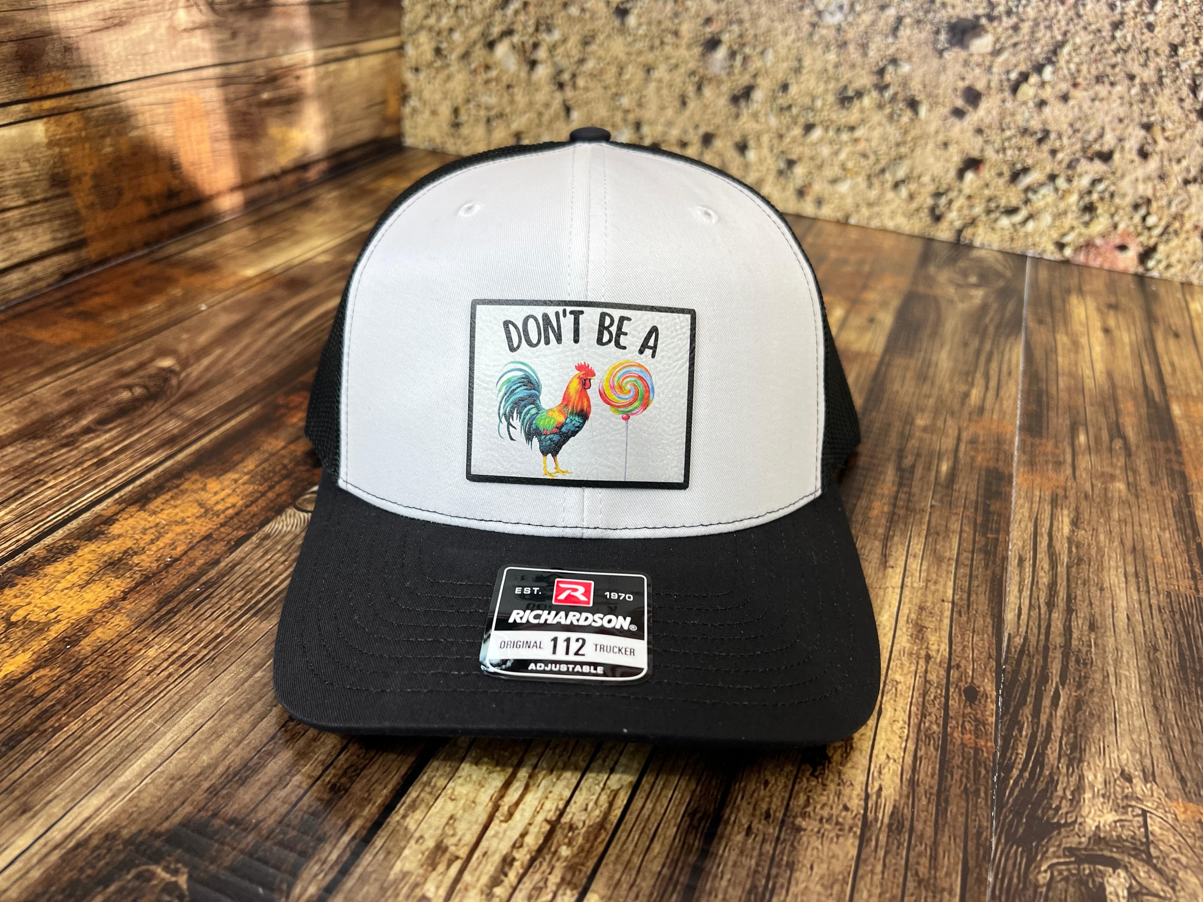 Don't be a SUCKER UV Printed Custom Patch Hat with Premium Leatherette on a Richardson 112 Trucker Hat - F5 Custom Designs