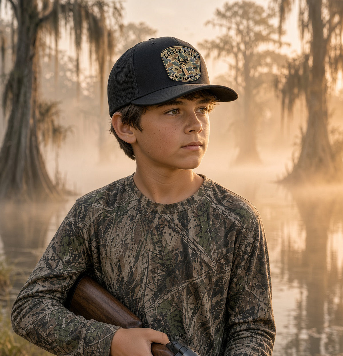 Little Buck Shooter Club Backwoods Camo Richardson 112 Trucker Hat