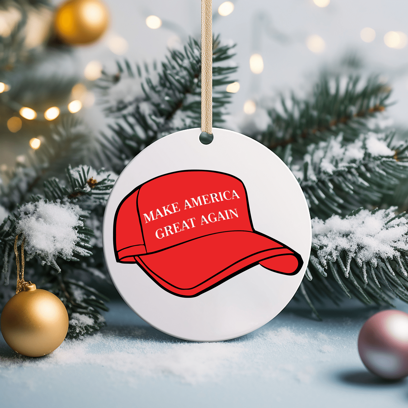 Trump Patriotic Christmas Ornaments UV Printed Porcelain Inch Tree Ornaments - F5 Custom Designs