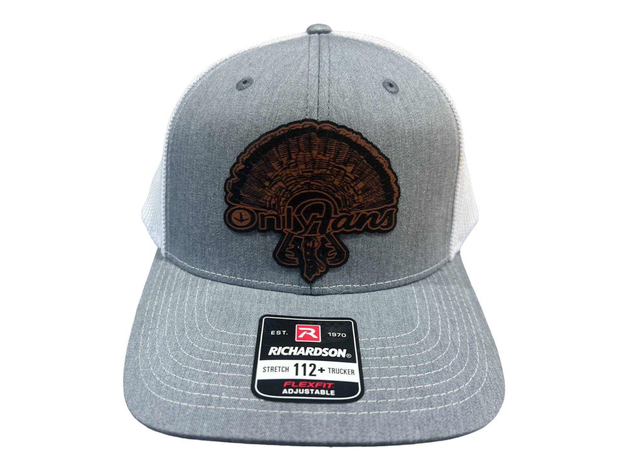 OnlyFans Leatherette Patch on a Richardson 112 Trucker Hat Turkey Hunter Baseball - F5 Custom Designs