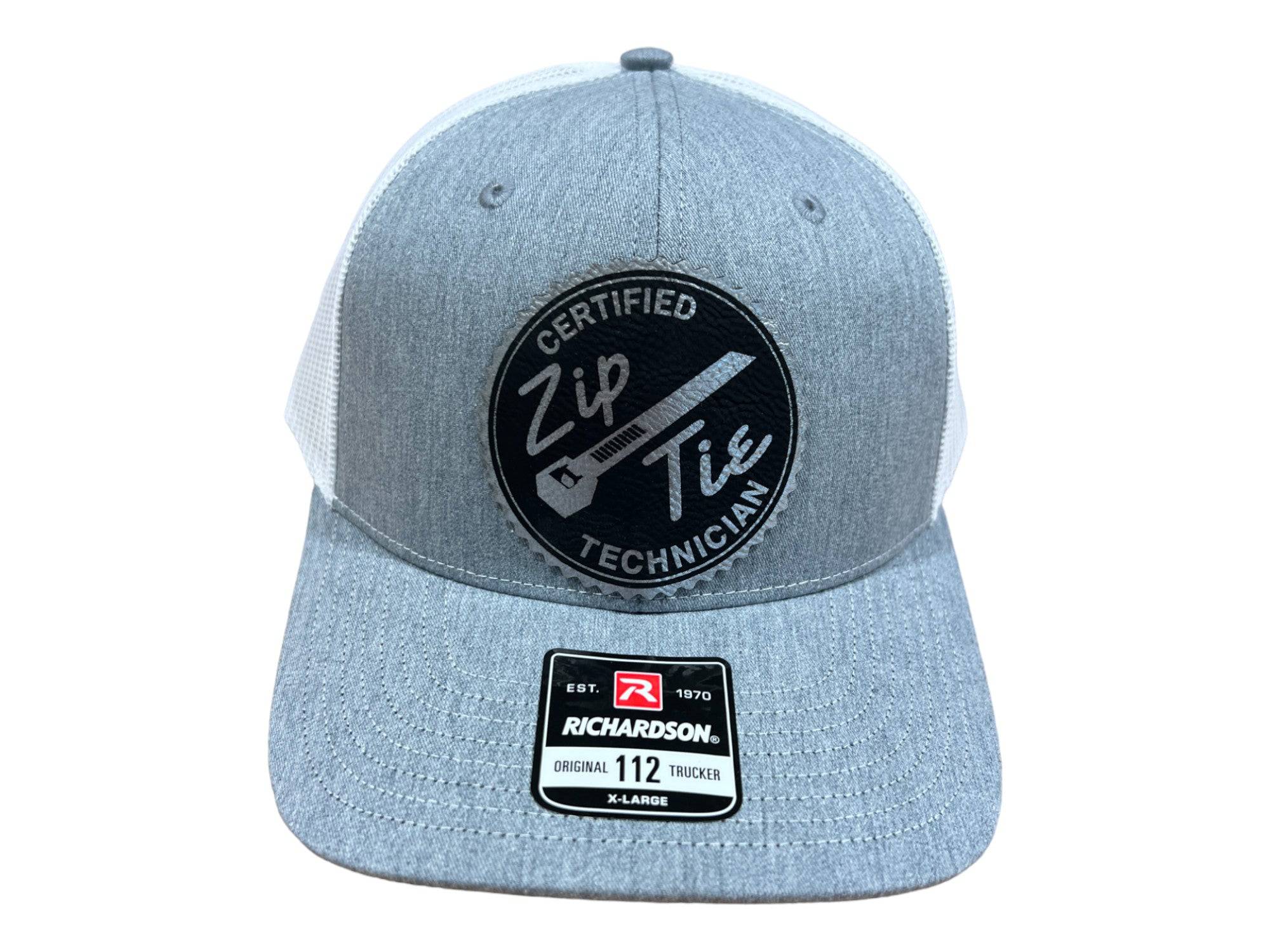 Certified Zip Tie Technician Hat with Leatherette Patch on a Richardson 112 Trucker Hat Baseball Cap Summer Winter - F5 Custom Designs