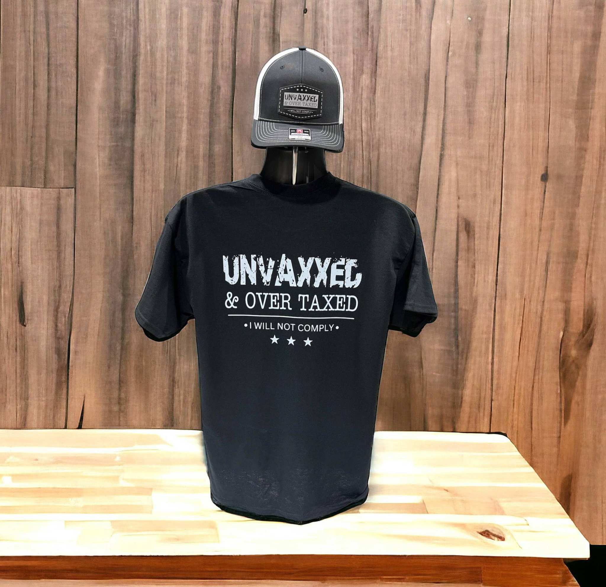 Unvaxxed & Over Taxed™ T-Shirt - DryBlend Moisture Wicking High Quality TShirt - F5 Custom Designs