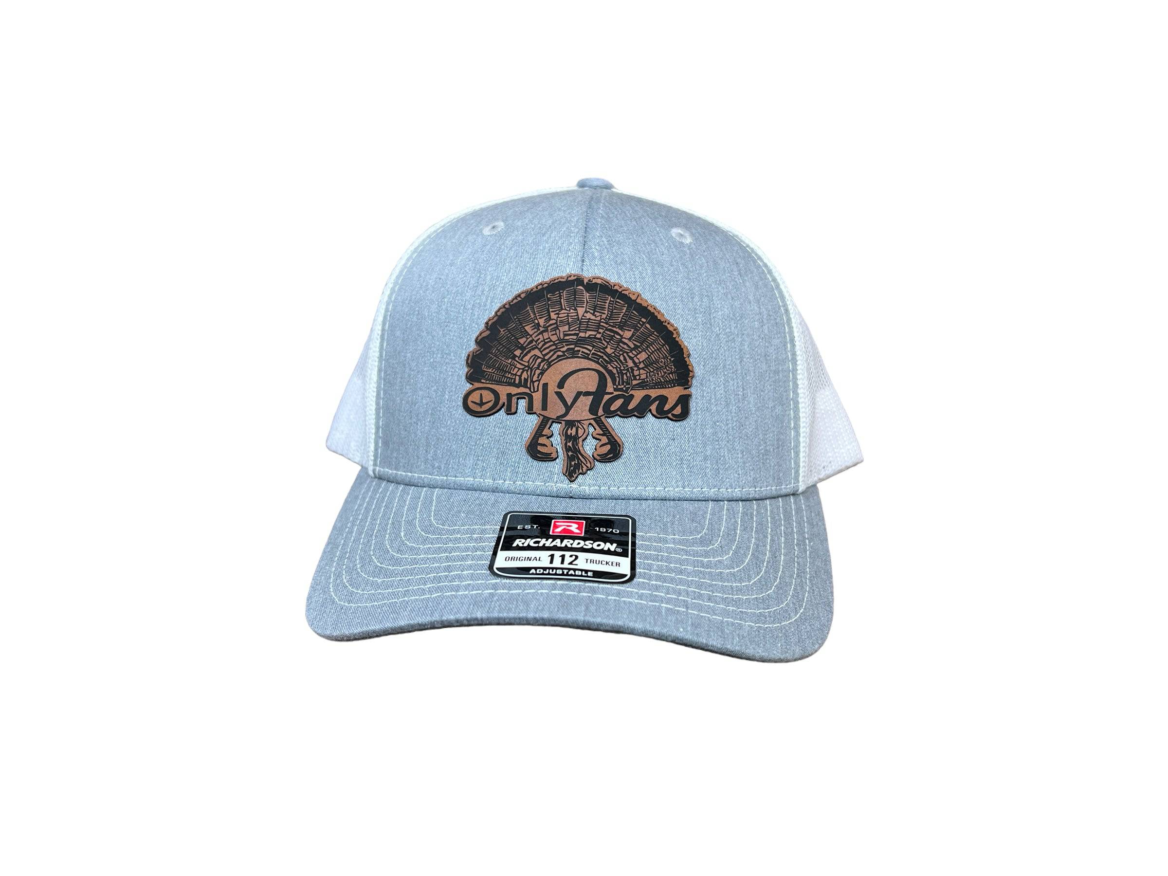 OnlyFans Leatherette Patch on a Richardson 112 Trucker Hat Turkey Hunter Baseball - F5 Custom Designs
