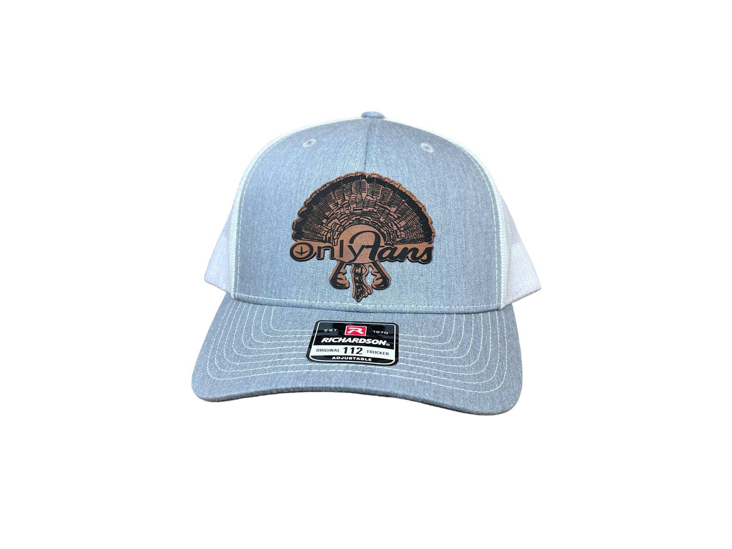 OnlyFans Leatherette Patch on a Richardson 112 Trucker Hat Turkey Hunter Baseball - F5 Custom Designs