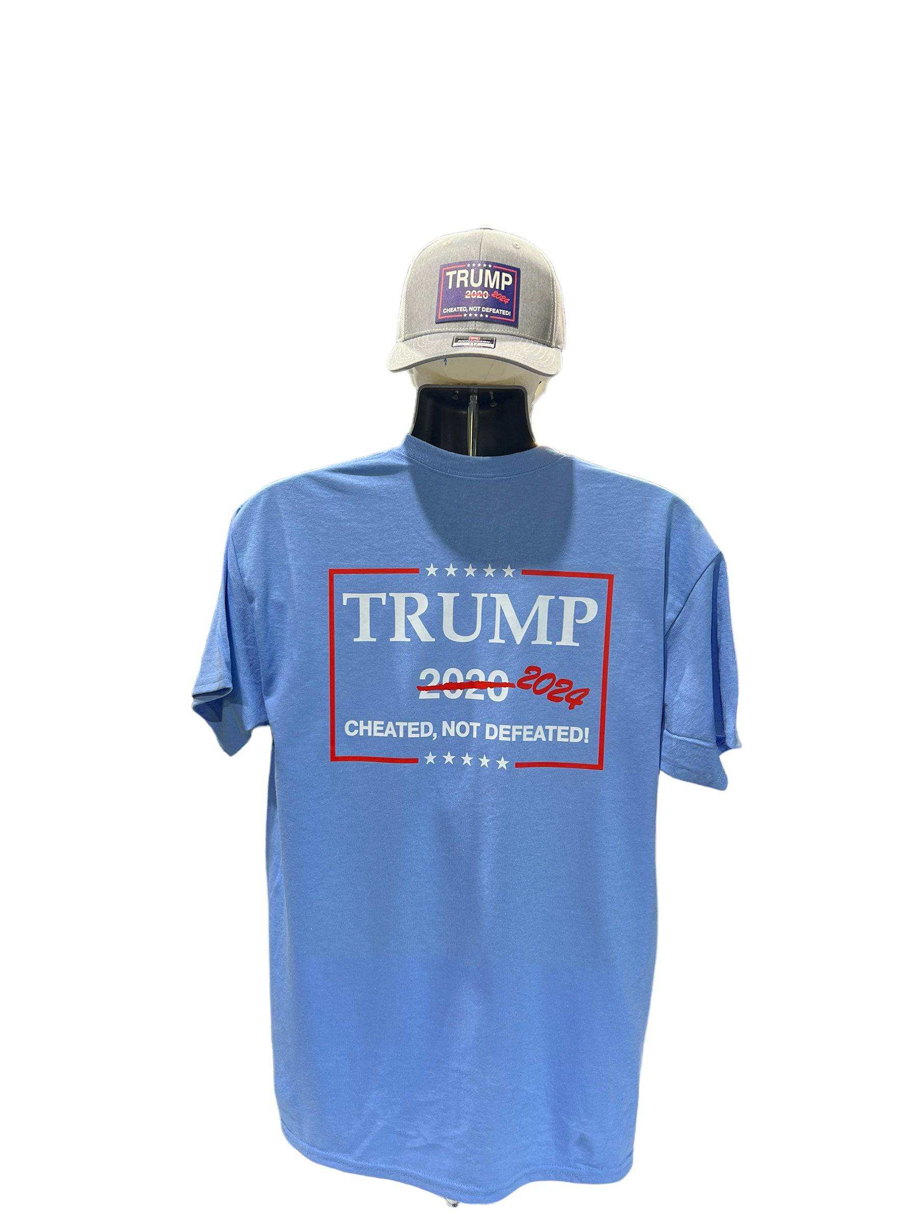 Cheated Not Defeated Trump 2024 DryBlend moisture-wicking unisex t-shirt
