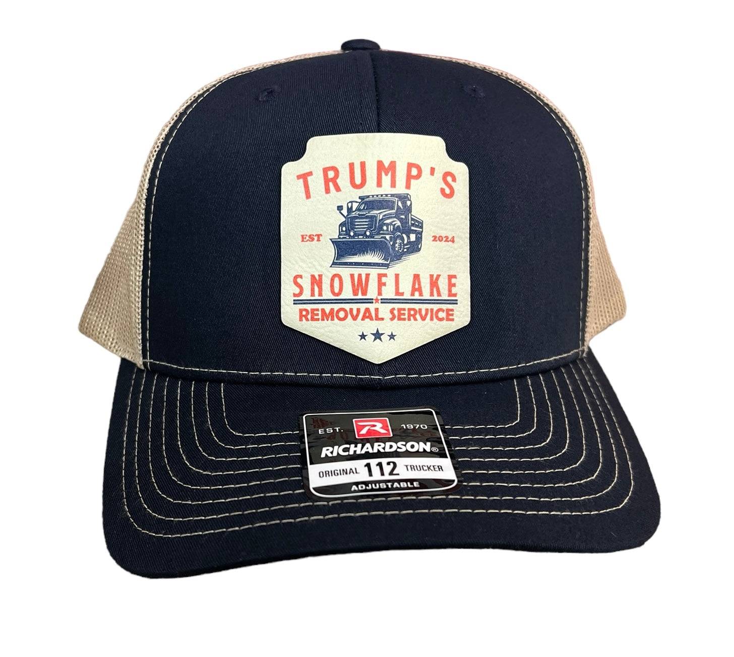 Trump Snowflake Removal Service 2024 Trucker Hat UV Printed Premium Leatherette - F5 Custom Designs