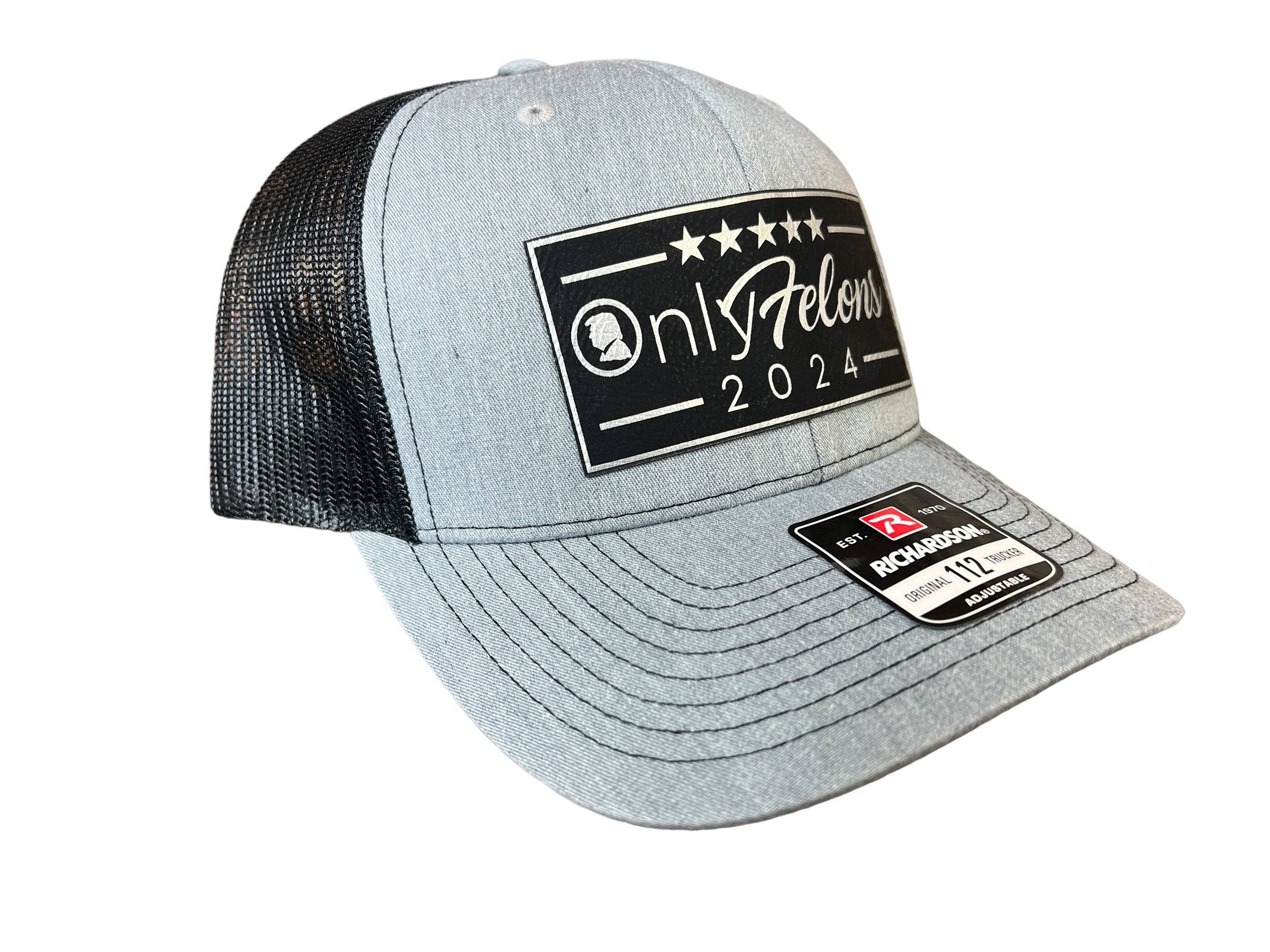 OnlyFelons 2024 Trucker Hat Premium Leatherette Patch on Richardson 112 Trucker Hat Funny Hat GenX Hat Adult Hat Best Selling Hat - F5 Custom Designs