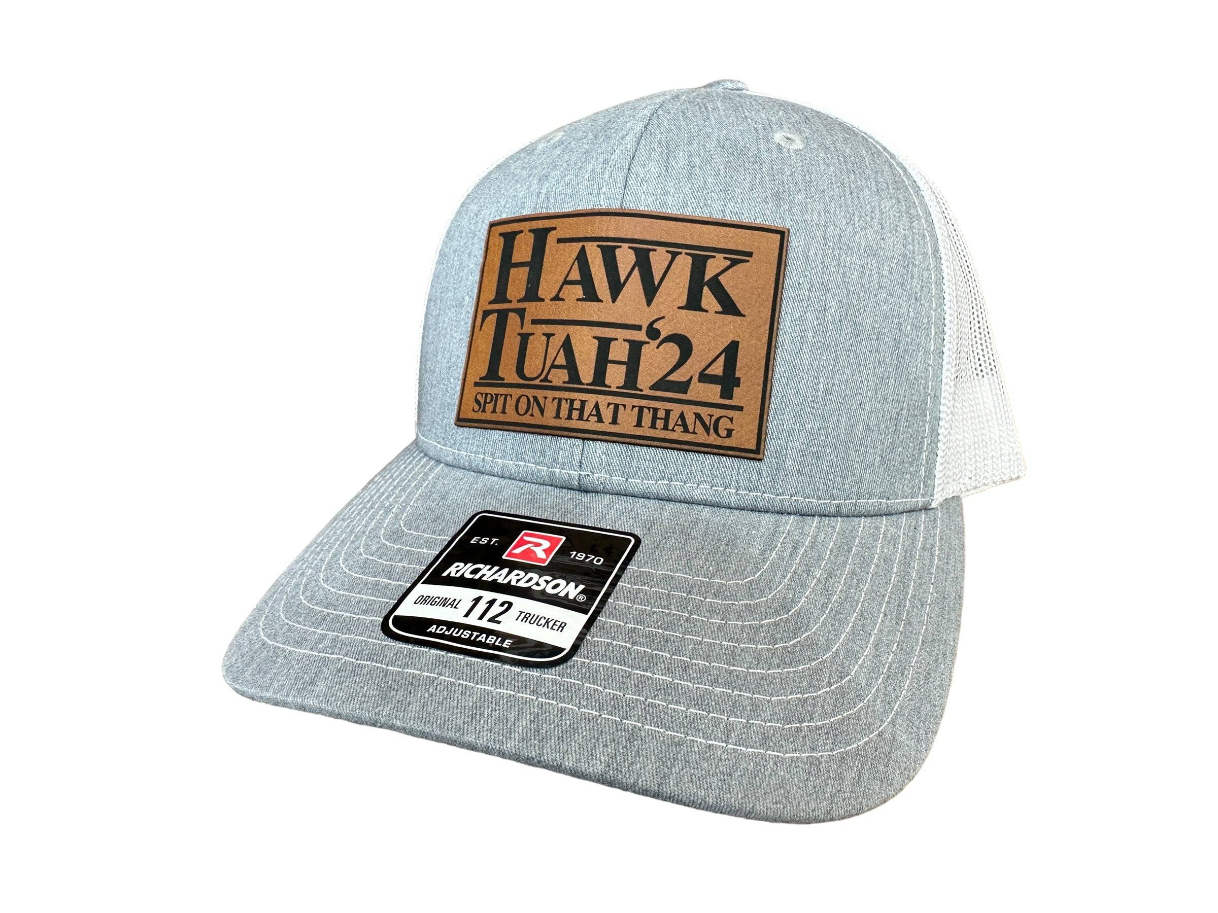 Hawk Tuah Spit on That Thang 2024 Trucker Hat Premium Leatherette Patch on Richardson 112 Trucker Hat Funny Hat GenX Hat Adult Hat Best Selling Hat - F5 Custom Designs