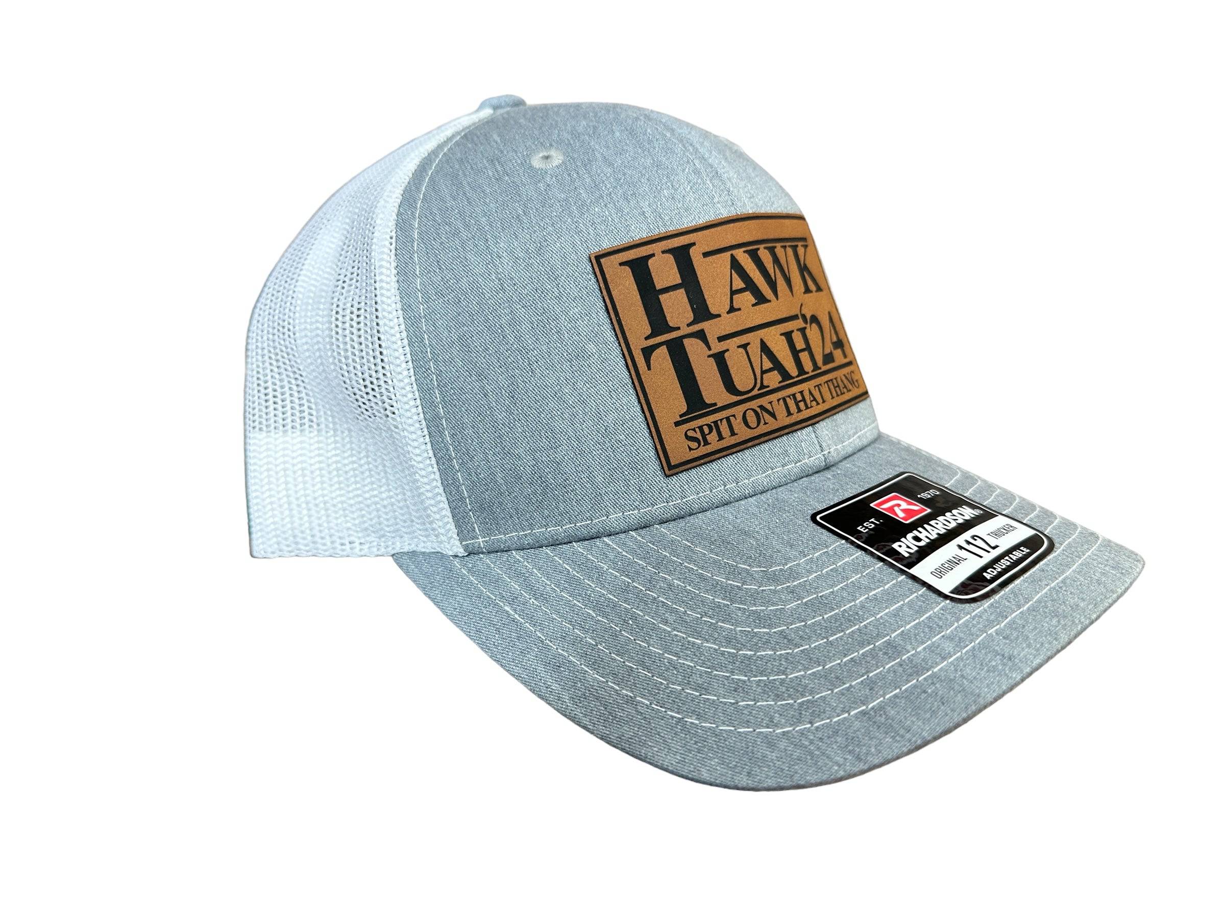 Hawk Tuah Spit on That Thang 2024 Trucker Hat Premium Leatherette Patch on Richardson 112 Trucker Hat Funny Hat GenX Hat Adult Hat Best Selling Hat - F5 Custom Designs