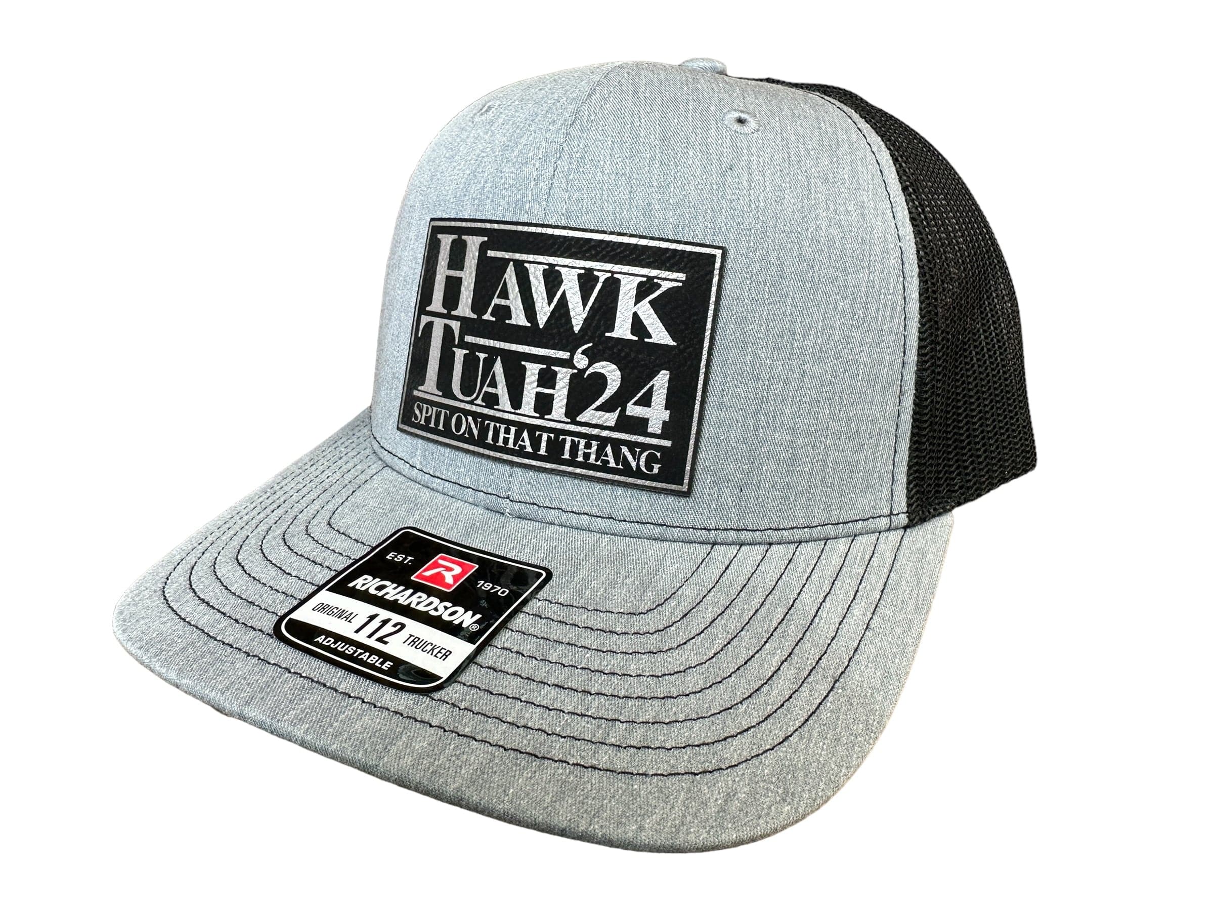 Hawk Tuah Spit on That Thang 2024 Trucker Hat Premium Leatherette Patch on Richardson 112 Trucker Hat Funny Hat GenX Hat Adult Hat Best Selling Hat - F5 Custom Designs