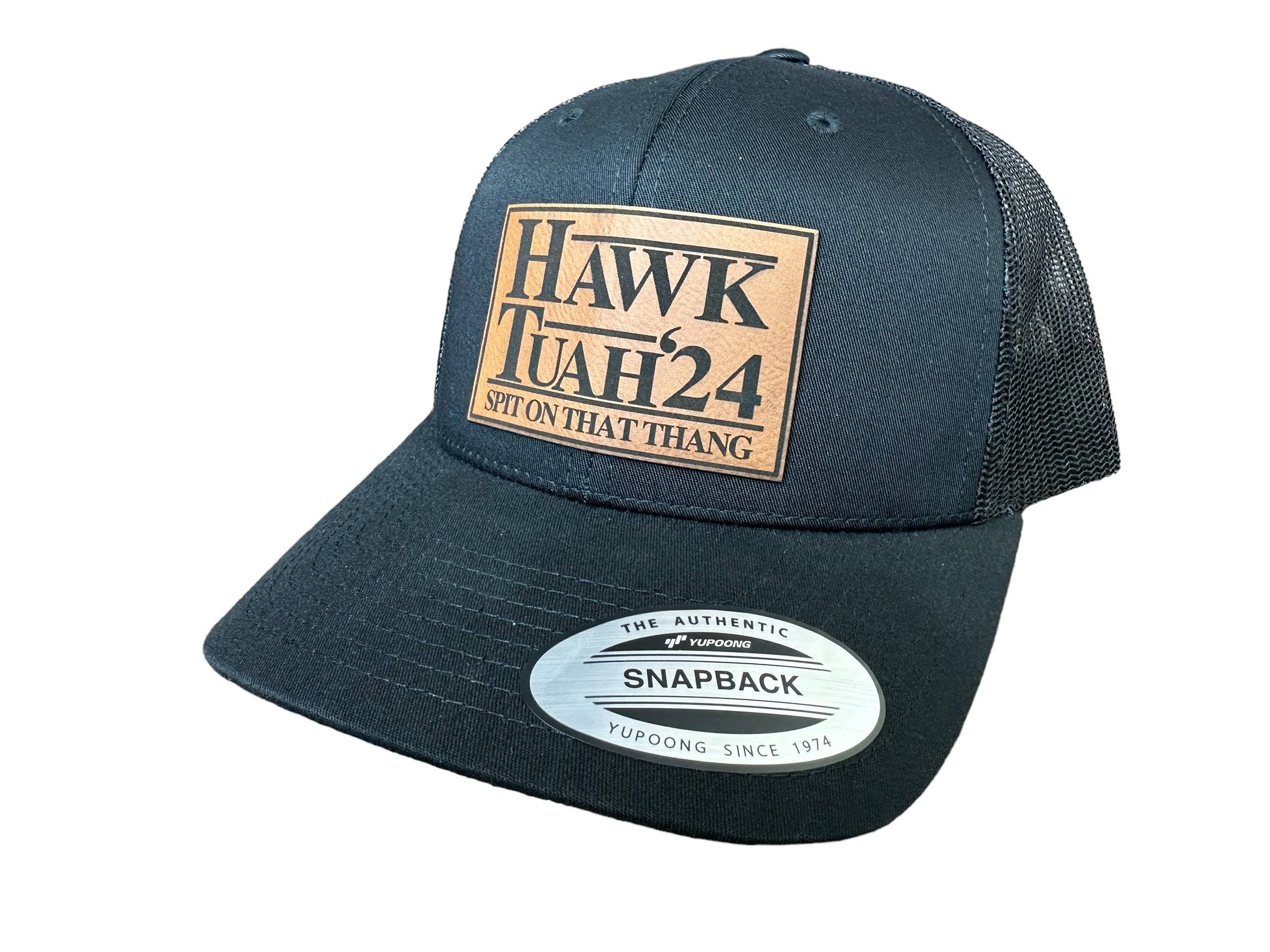 Hawk Tuah Spit on That Thang 2024 Trucker Hat Premium Leatherette Patch on Richardson 112 Trucker Hat Funny Hat GenX Hat Adult Hat Best Selling Hat - F5 Custom Designs