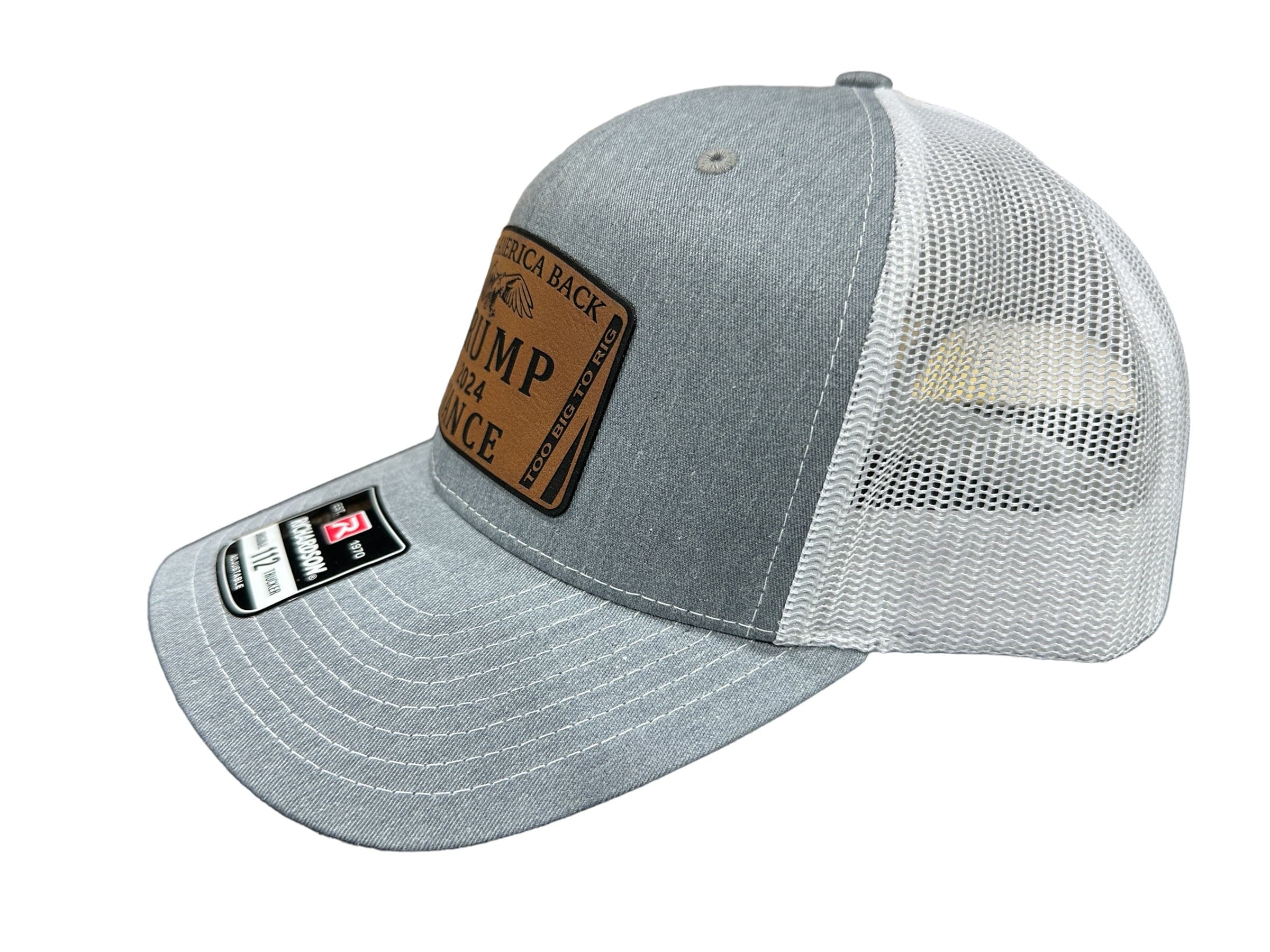 To Big To Rig Trump Vance 2024 Hat Premium Leatherette Patch on Richardson or Yupoong 112 Trucker Hat GenX Hat - F5 Custom Designs