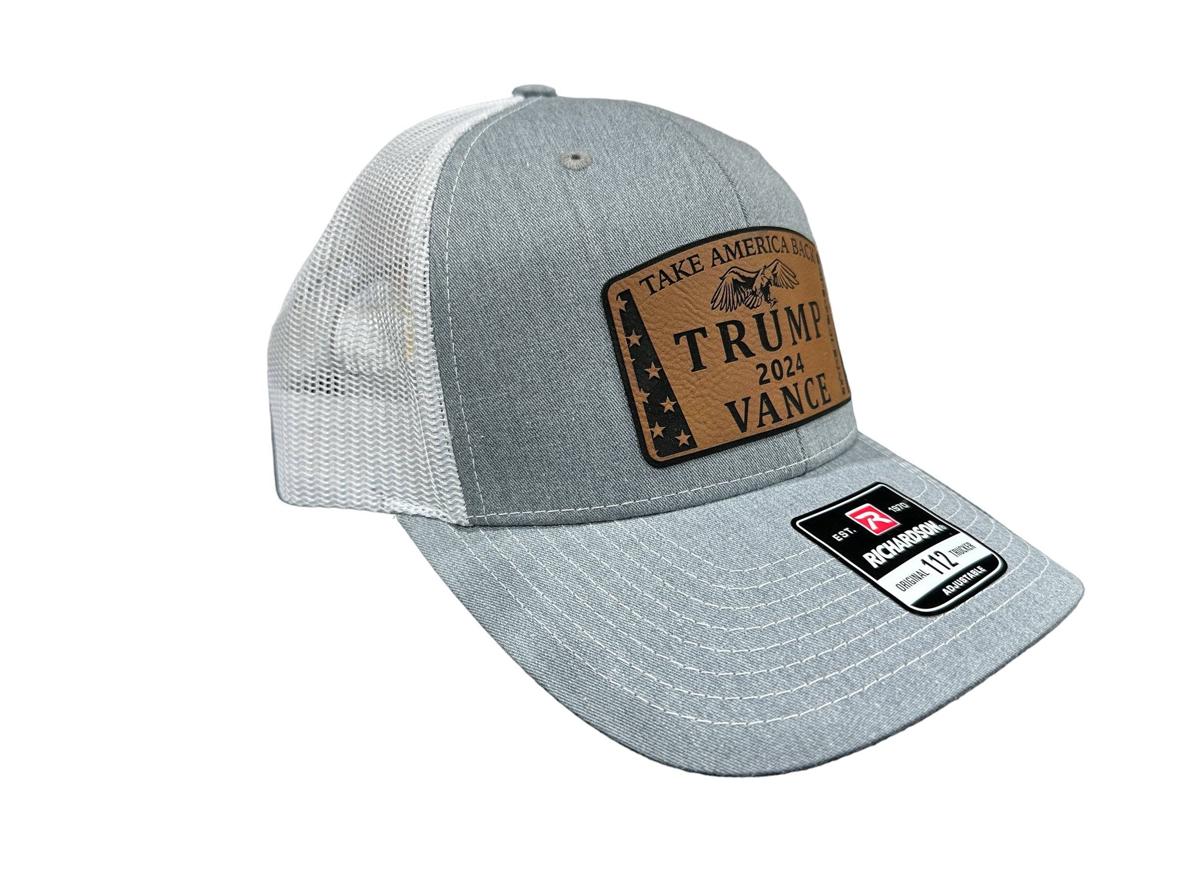 To Big To Rig Trump Vance 2024 Hat Premium Leatherette Patch on Richardson or Yupoong 112 Trucker Hat GenX Hat - F5 Custom Designs