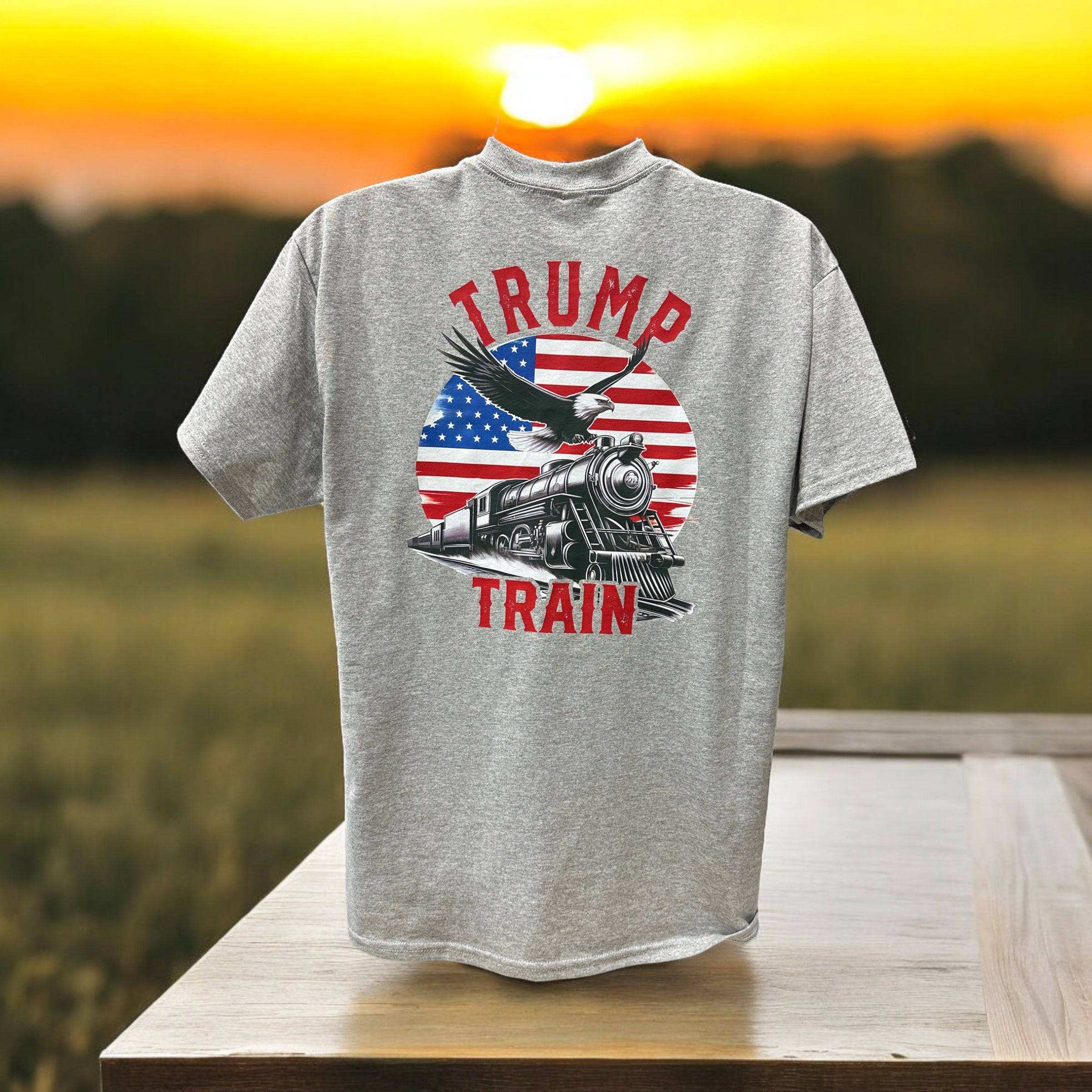 Trump Train 2024 T-Shirt in sport grey with DryBlend moisture-wicking fabric and high-quality design