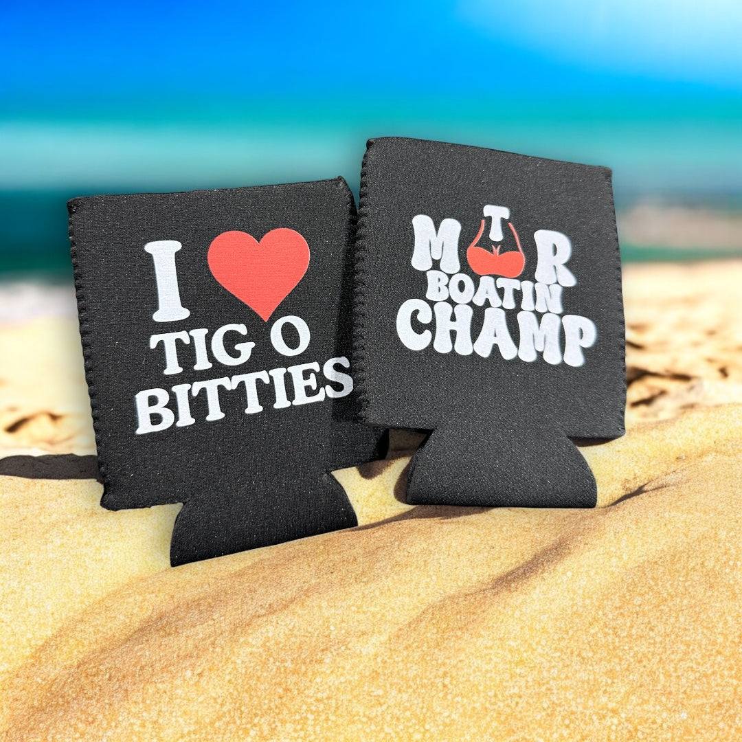 Funny Drinking Can Cooler 2 pack with witty sayings for parties and celebrations