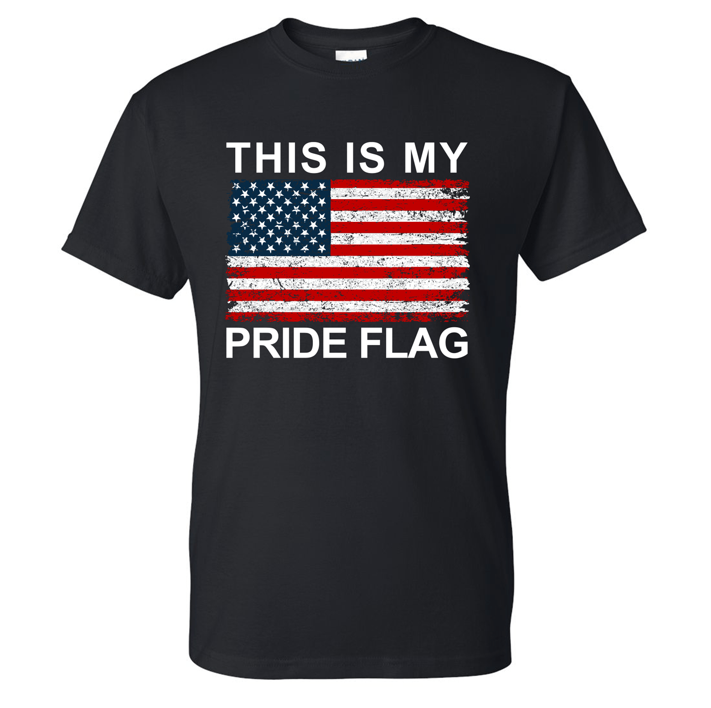 Dryblend moisture-wicking Pride Flag Shirt with classic fit and tearaway label