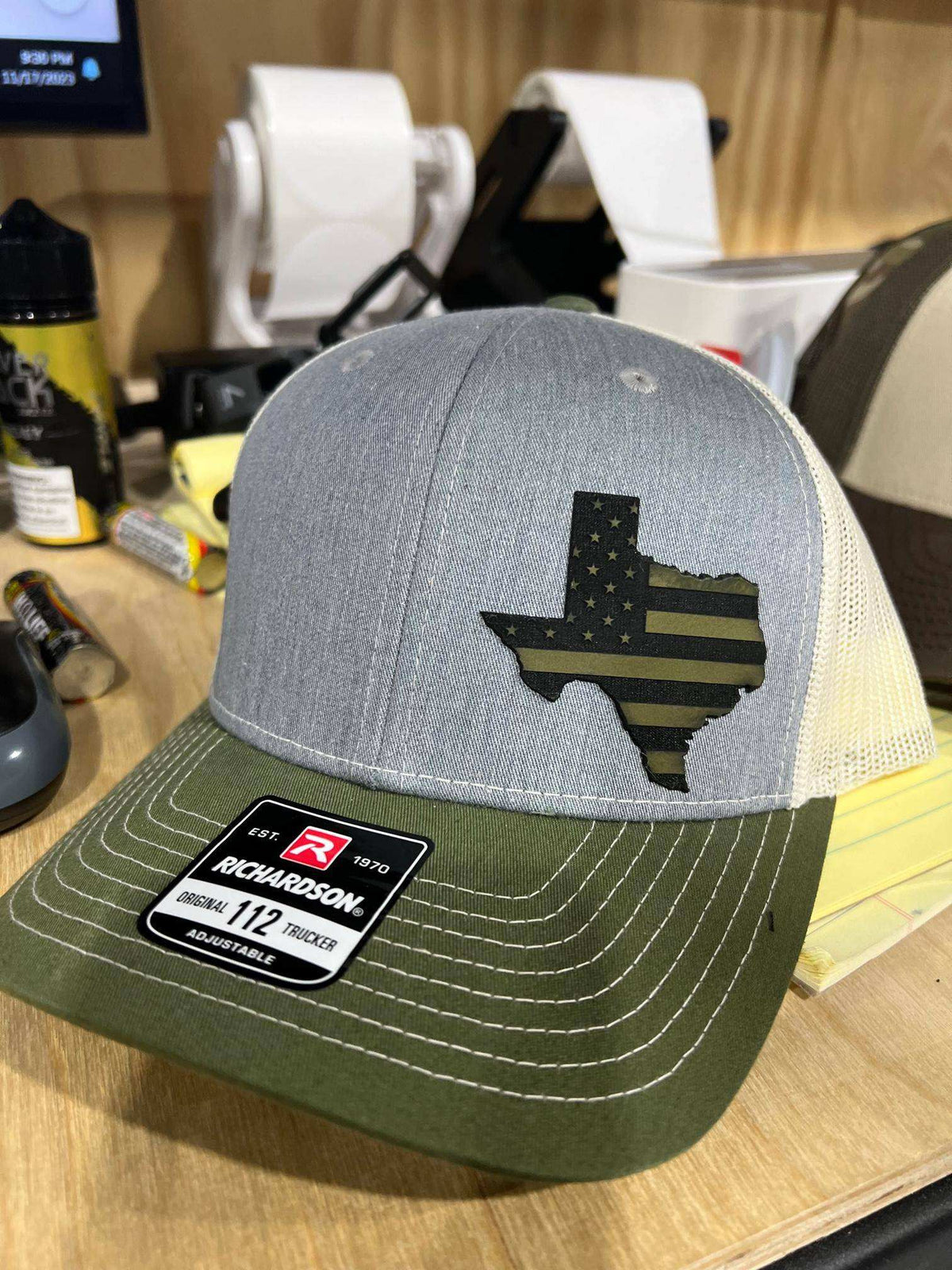 Texas Flag Hat Leatherette Patch on Richardson 112 Snapback - product image 2
