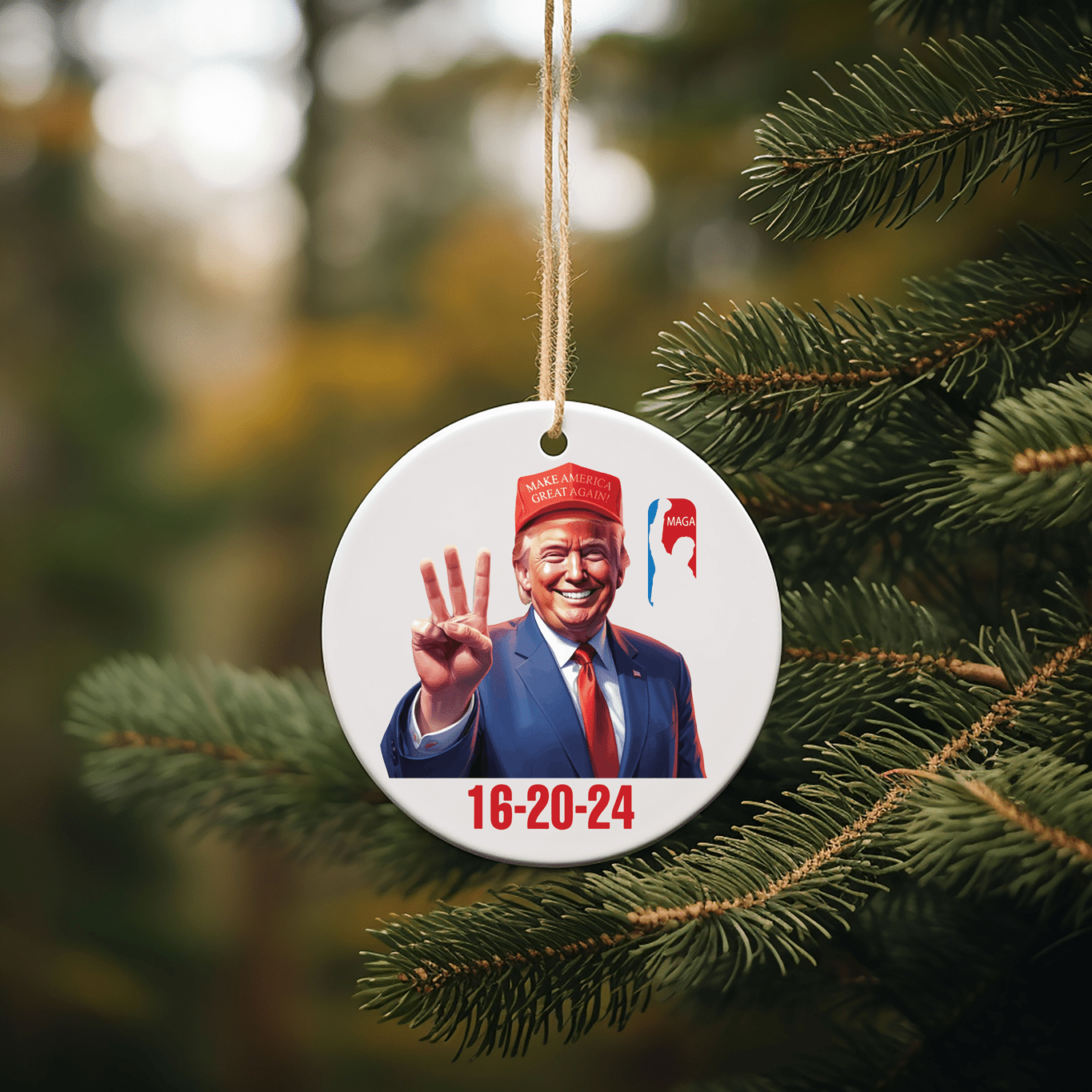 Trump Patriotic Christmas Ornaments UV Printed Porcelain Inch Tree Ornaments - F5 Custom Designs