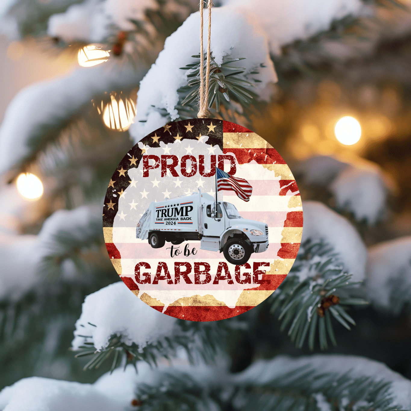 Trump Patriotic Christmas Ornaments UV Printed Porcelain Inch Tree Ornaments - F5 Custom Designs