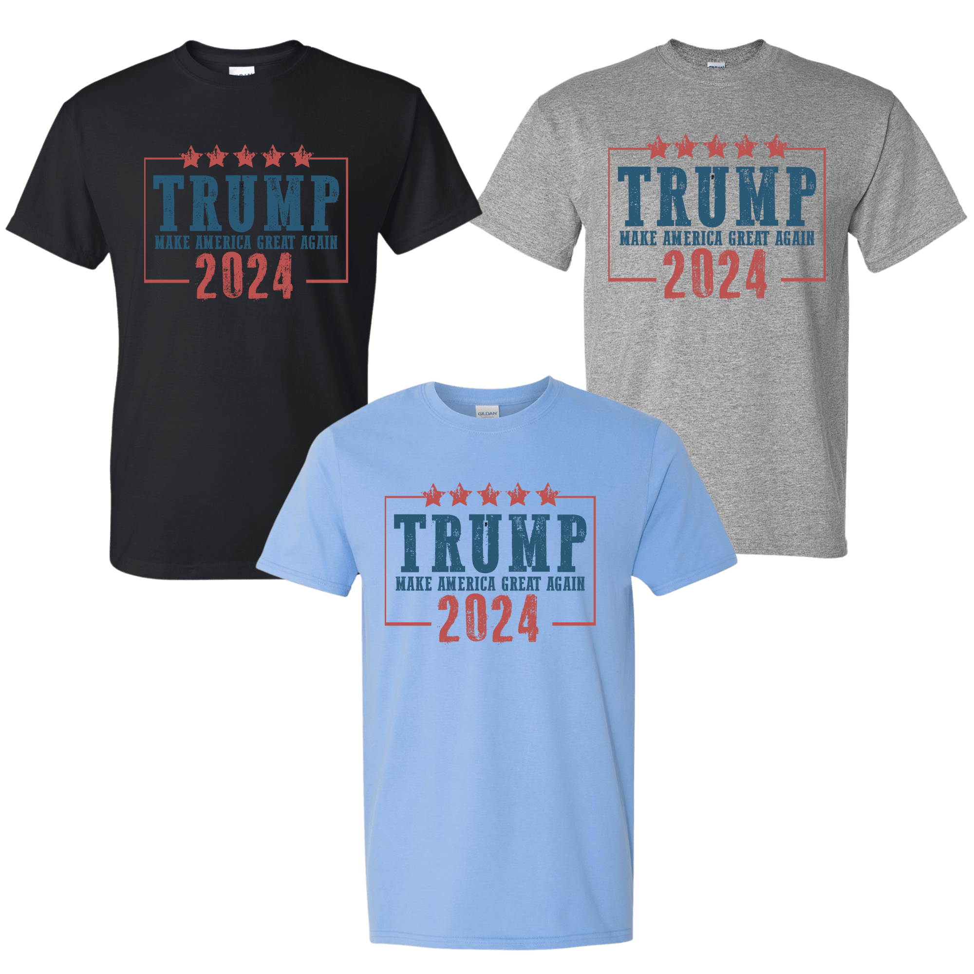 Trump 2024 Retro T-Shirt DryBlend moisture-wicking unisex shirt in sport grey and blue