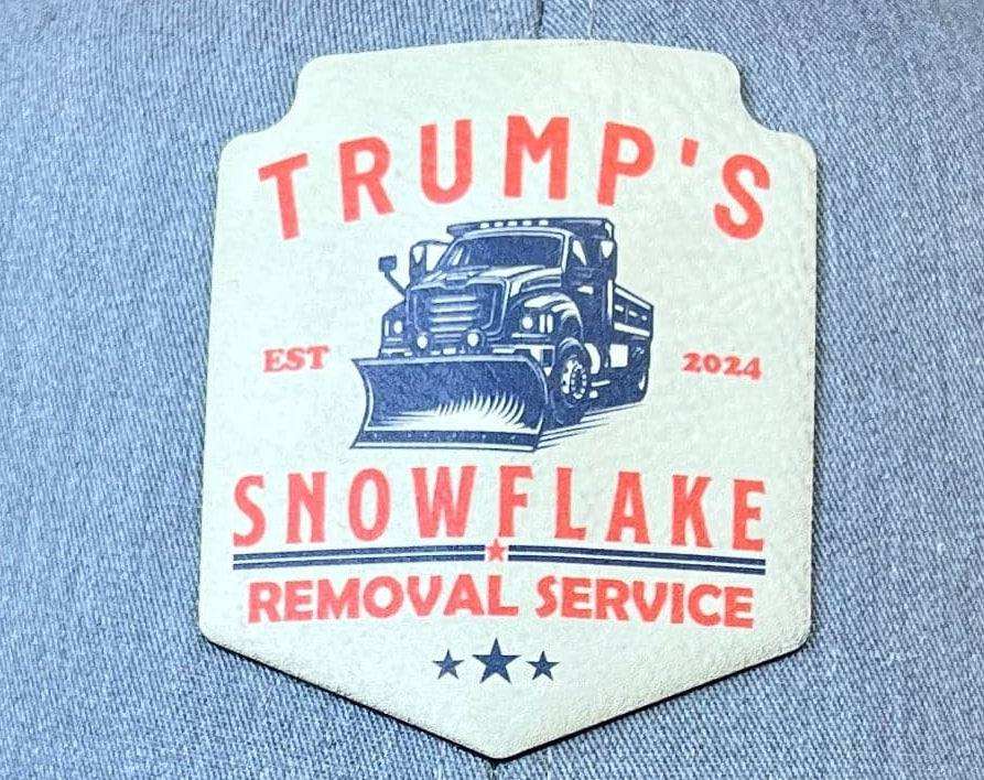 Trump Snowflake Removal Service 2024 Trucker Hat UV Printed Premium Leatherette - F5 Custom Designs