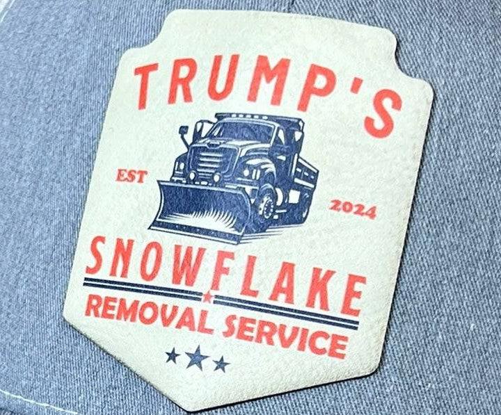 Trump Snowflake Removal Service 2024 UV printed leatherette patch trucker hat on Richardson 112 with adjustable snapback