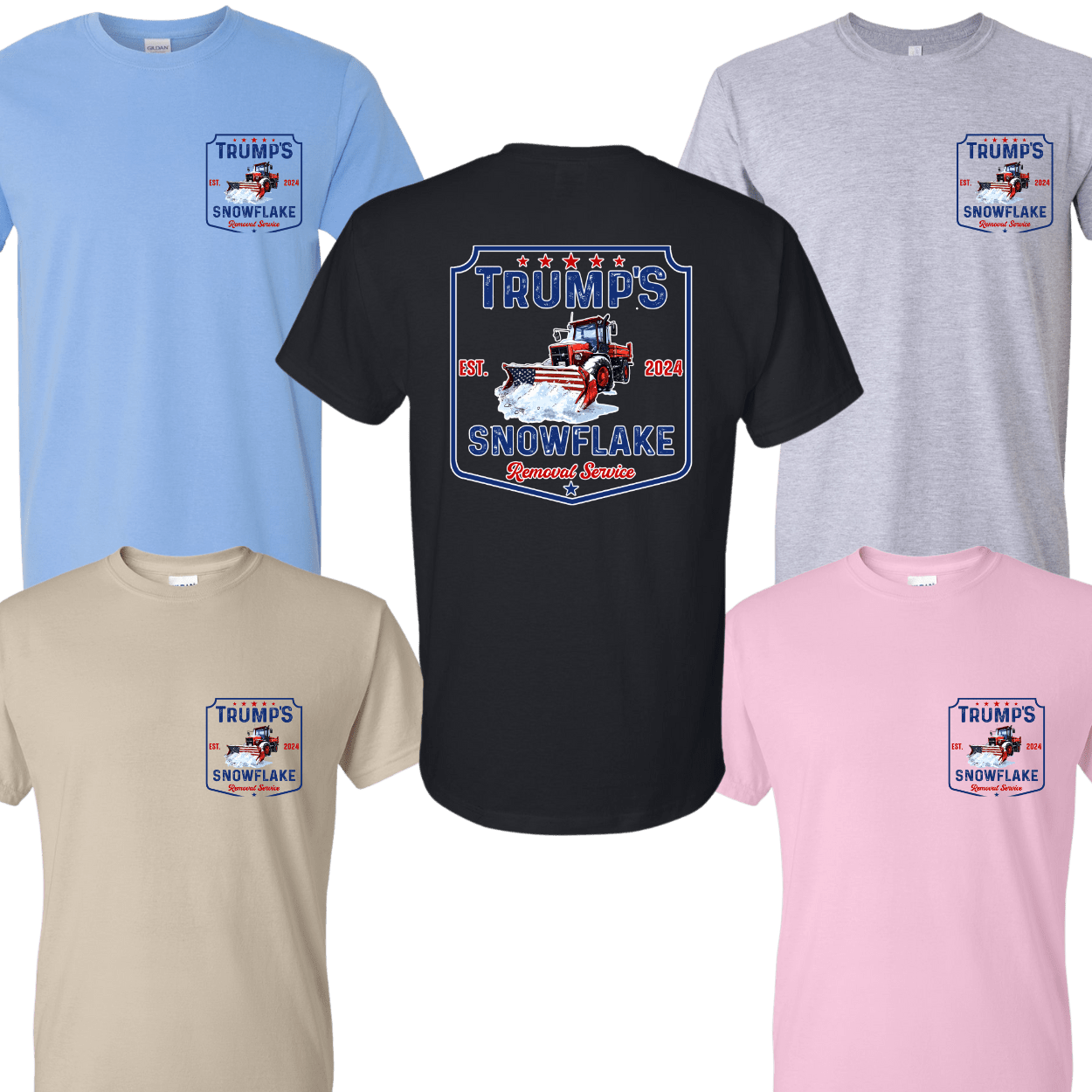 VINTAGE Trump Snowflake Removal Service 2024 DryBlend unisex T-shirt in sport grey with funny snowflake design
