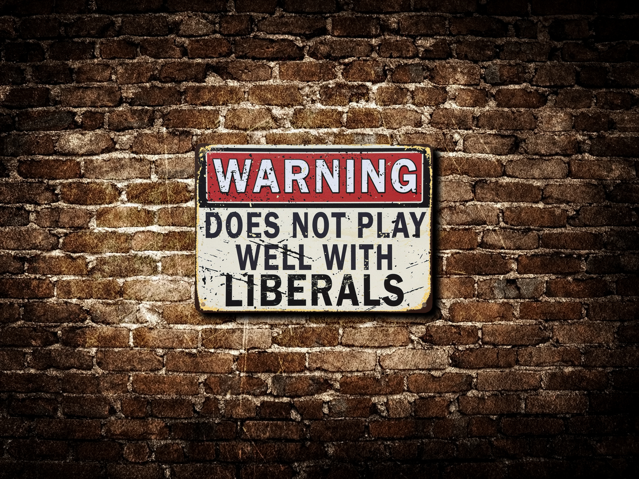 Warning Does Not Play Well with Liberals Sign
