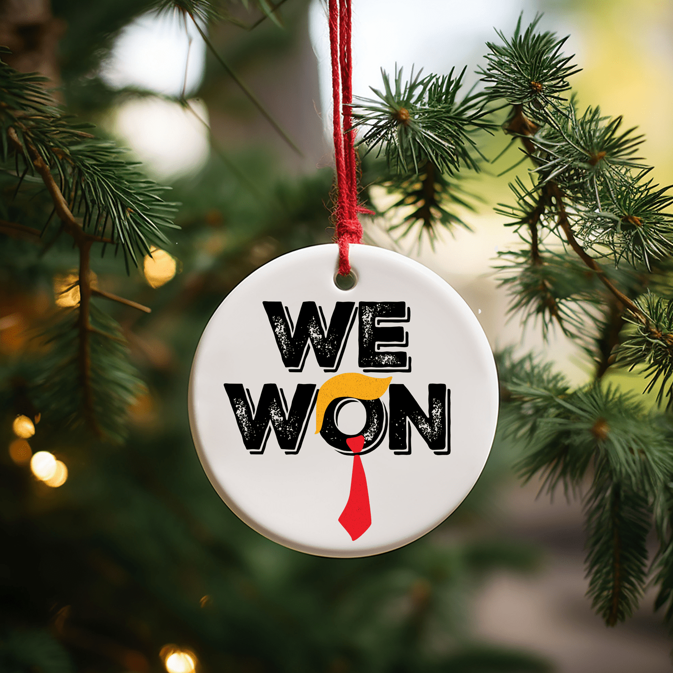 Trump Patriotic Christmas Ornaments UV Printed Porcelain Inch Tree Ornaments - F5 Custom Designs